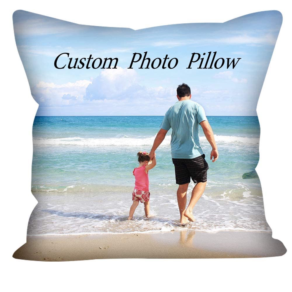 Custom Photo Pillow 24x24 Inch - Personalized Throw Pillow with Text & Picture - Pet Memorial Gift for Birthday, Christmas - Home Decor, Couch, Bedroom, Nursery