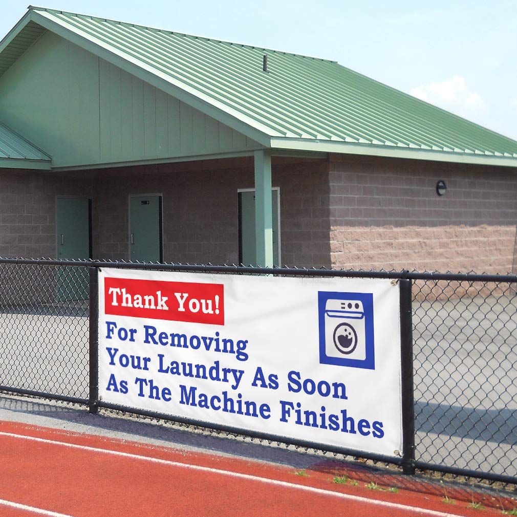 Durable Vinyl Banner - 60x144 Inches, Weatherproof & Industrial Grade with 10 Grommets - Perfect for Laundromats, Outdoor Yard Signs, Business Advertising & Thank You Displays