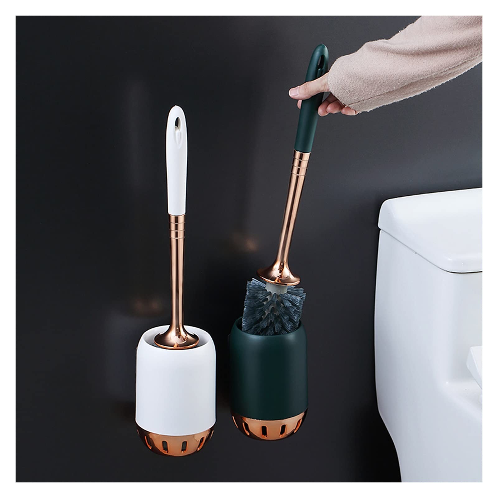 Stainless Steel Wall-Mounted Toilet Brush Set - Long Handle Deep Cleaning Toilet Brush with Durable Holder for Bathroom, Home & RV Use (Color: Elegant White) | Perfect for Small Spaces & Easy Bathroom Cleaning