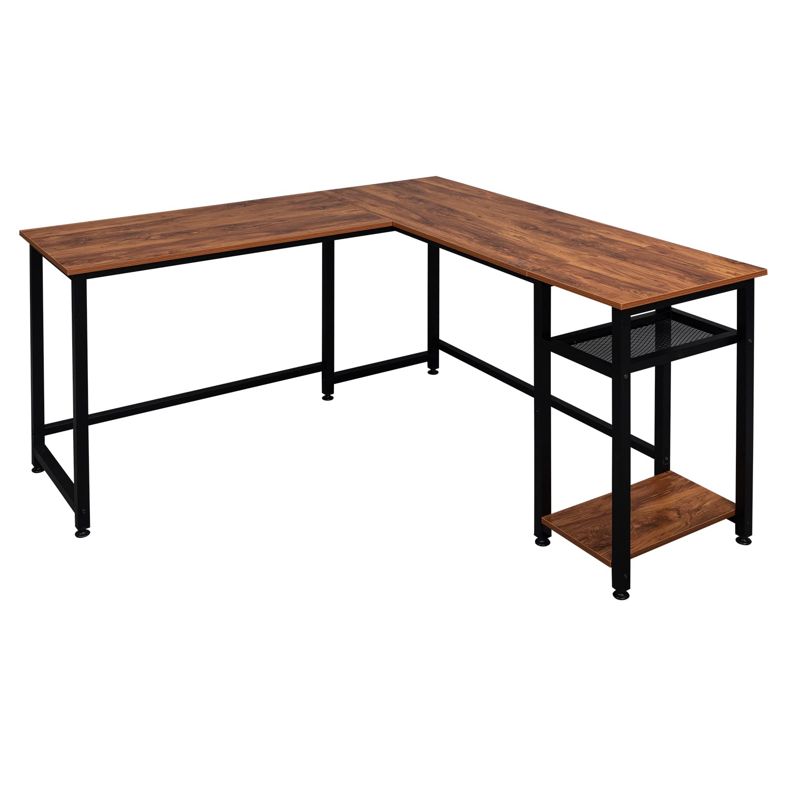 L-Shaped Corner Computer Desk 140cm - Particleboard with Triamine Paste, Retro Style for Home Office & Gaming Setup