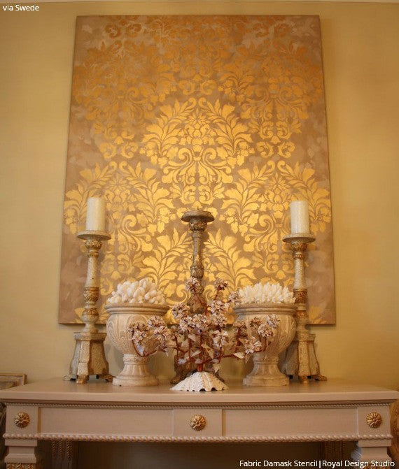 Damask Fabric Wall Stencil - Reusable DIY Painting Template for Home Decor, Bedroom & Living Room Wall Art Projects