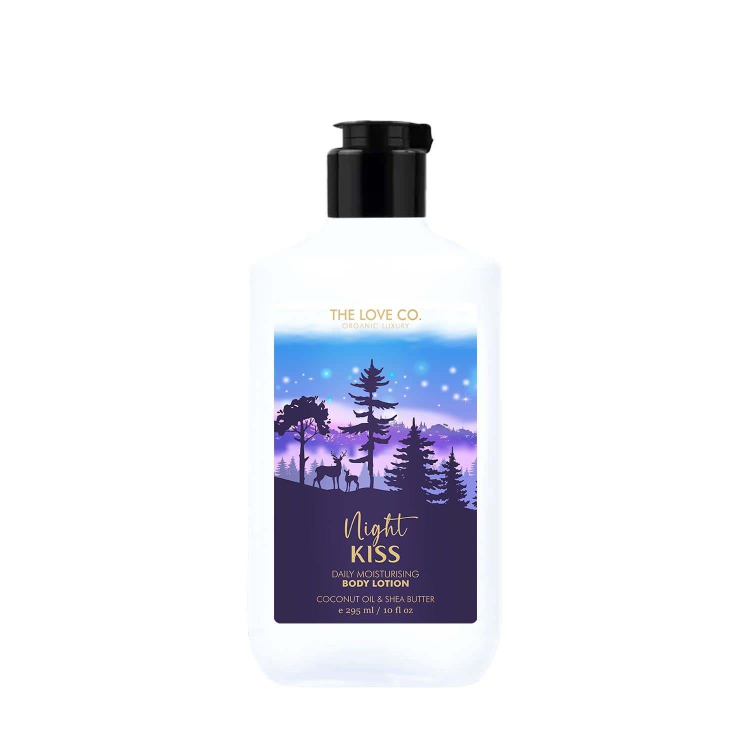 THE LOVE CO. Body Lotion for Dry Skin - Moisturizing Cream with Jojoba Oil, Shea Butter & Vitamin E - Hydrating Lotion for Women & Men - 10 fl oz (Night Kiss) - Perfect for Nighttime Skincare & Daily Hydration