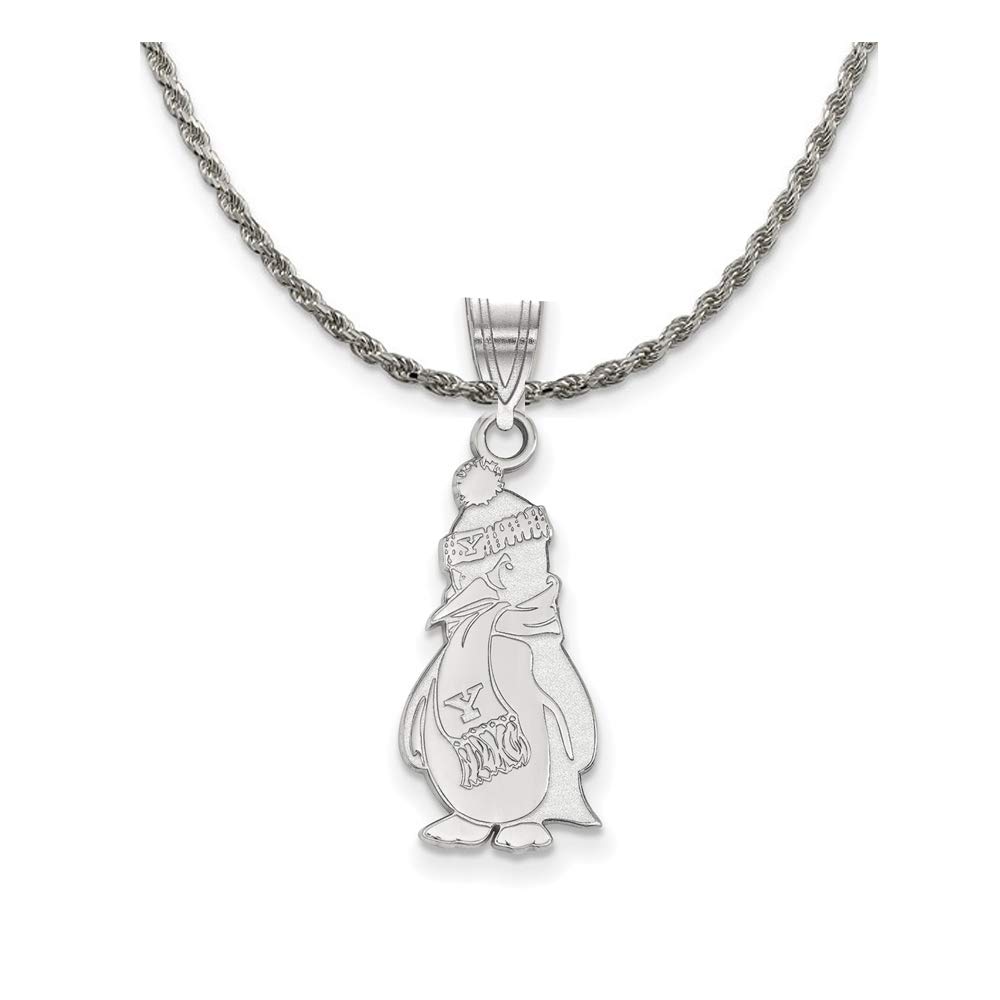 Stylish Black Bow Sterling Silver Youngstown State Large Pendant Necklace - Perfect for College Graduation Gifts & School Spirit Jewelry