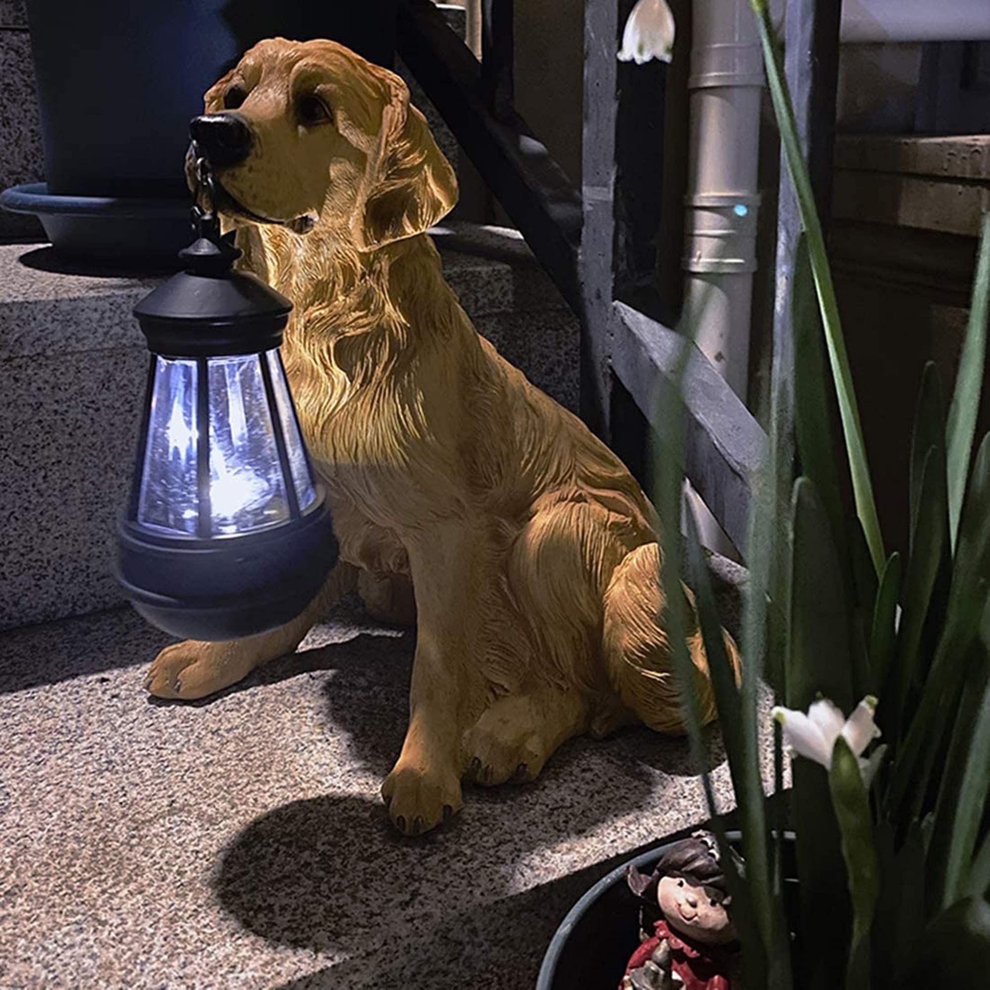 Golden Retriever Solar Garden Statue - Realistic Outdoor Dog Figurine with Windproof Solar Lights | Perfect for Lawn, Patio, Yard Decor & Nighttime Illumination