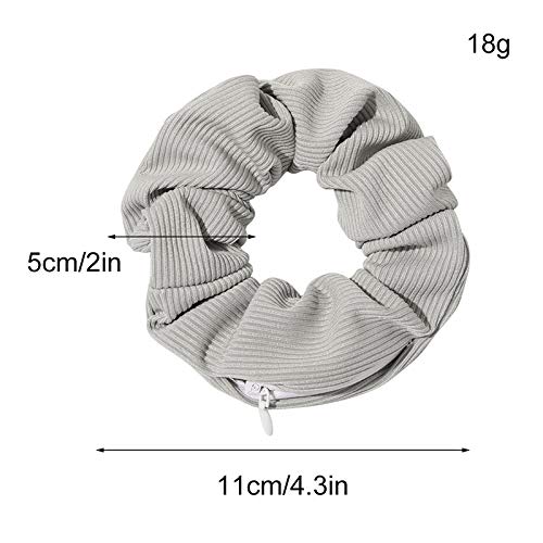 BeautyBigBang Hidden Pocket Hair Scrunchies - Elastic Hair Ties with Zipper Storage for Keys & Small Items (Gray/White/Pink/Black) - Perfect for Women & Girls On-the-Go, Gym, Travel & Everyday Use