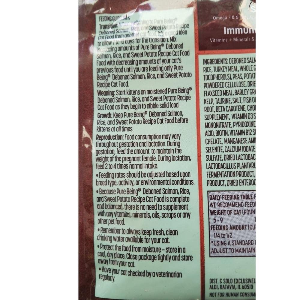 Premium Dry Cat Food with Deboned Salmon, Rice & Sweet Potato - Grain-Free Recipe for Adult Cats - 50.4oz Resealable Bag (1 Count) - Perfect for Indoor Cats & Sensitive Stomachs