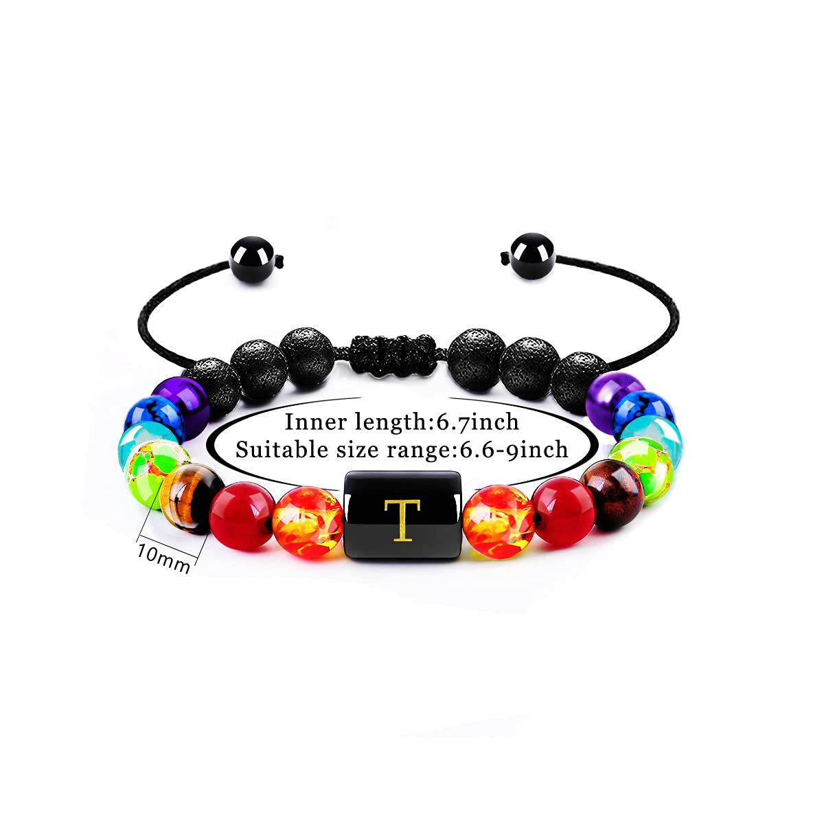 MalYunin Initial Bracelet - Stress Relief & Healing Crystal Bracelet for Women | Yoga, Chakra, Essential Oil Diffuser | Perfect Gift for Meditation, Relaxation & Spiritual Wellness