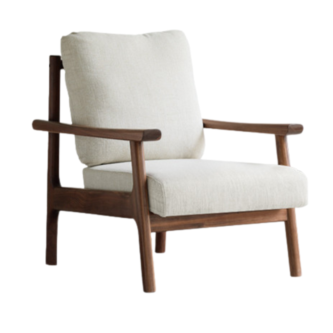29x34.8x31.4 inch / 74x88x80 сm / black walnut color / off-white single sofa chair