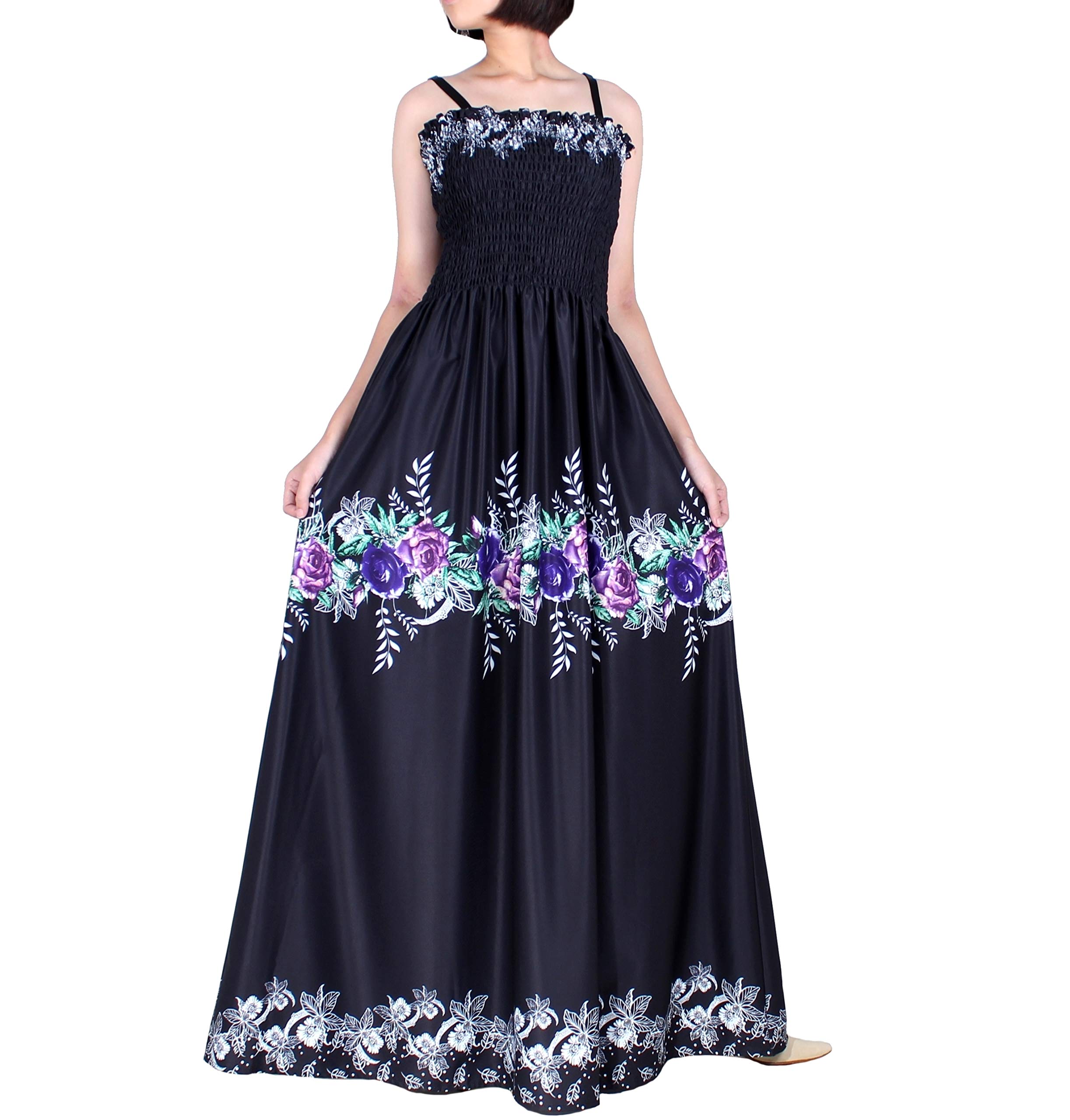 Plus Size Maxi Black Long Dresses for Women - Floral Boho Summer Evening Party Gown - Perfect for Beach Weddings, Date Nights & Formal Events