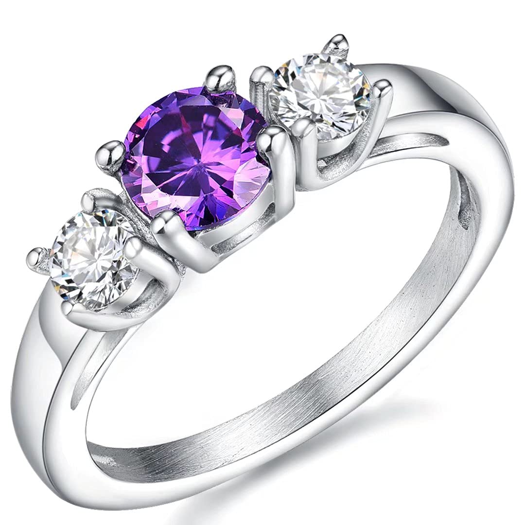 Birthstone Rings for Women, Girls & Teens - Stainless Steel Jewelry for Birthday, Children's Day & Special Occasions - Perfect Gift for Daughter, Sister or Friend - Elegant Everyday Wear & Party Accessory