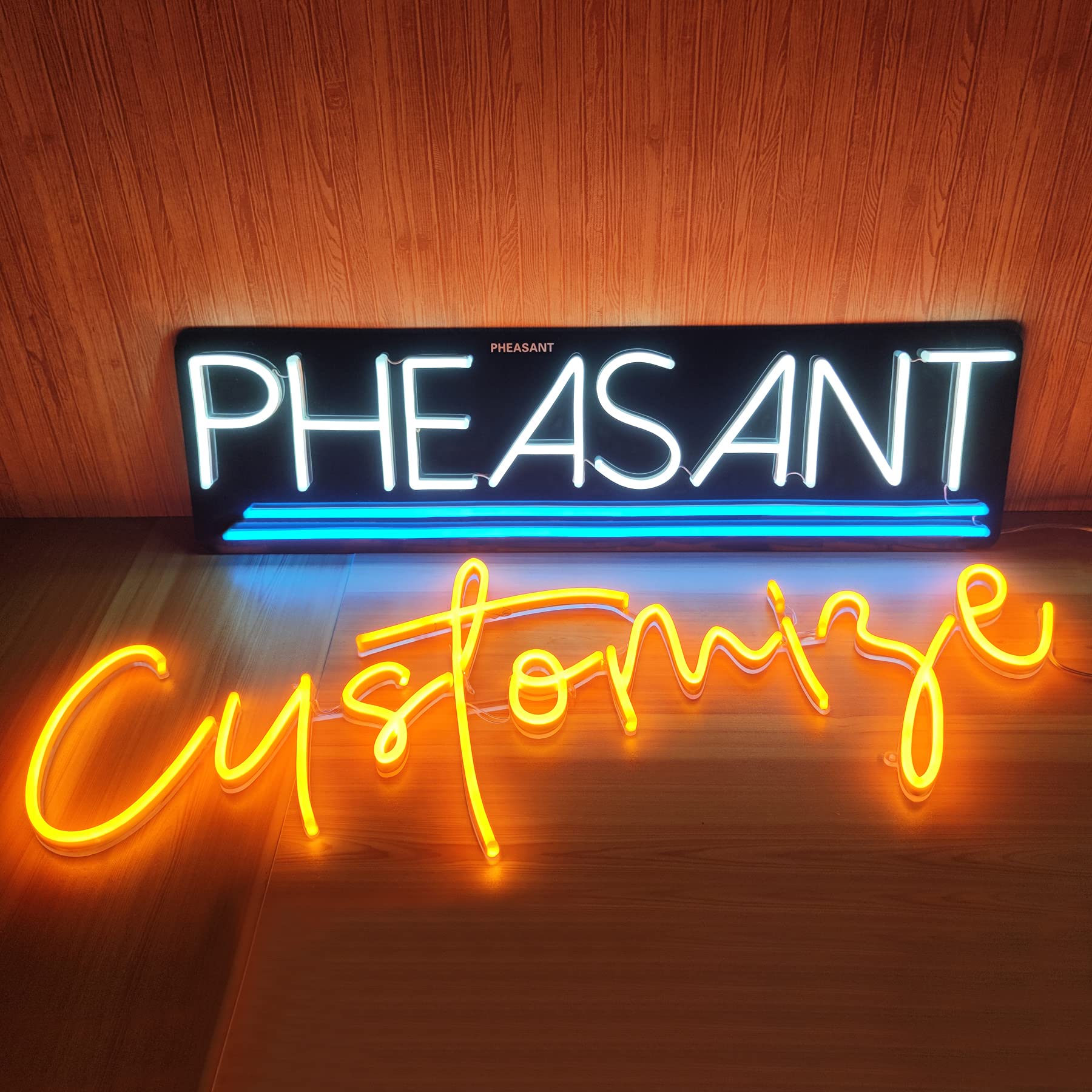 Custom LED Neon Signs - Personalized Handmade PHEASANT Neon Lights for Weddings, Name Gifts, Business Logos, Bars & Home Decor (50 Inches, 2 Lines Text) - Perfect for Bedroom Wall Art, Party Decorations & Business Branding