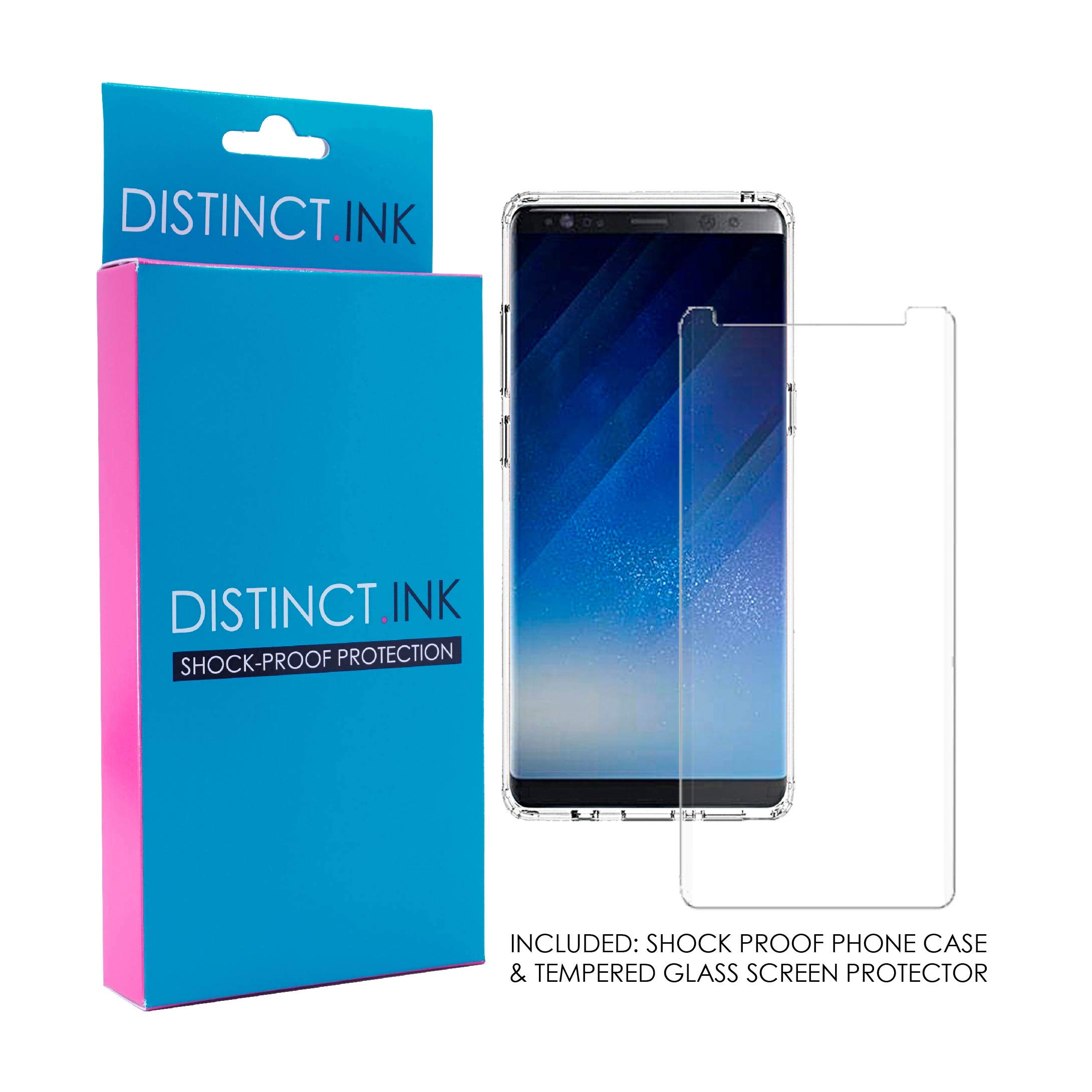 Shockproof Clear Hybrid Case for Samsung Galaxy Note 8 (6.3 Inch) - TPU Bumper & Acrylic Back with Tempered Glass Screen Protector - 6-Pack Set - Perfect for Work, Travel, and Everyday Protection