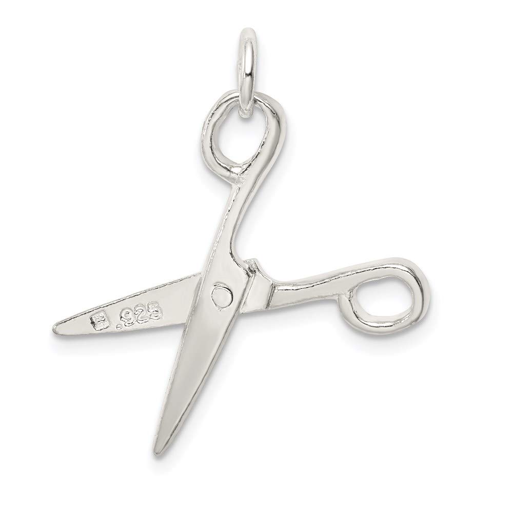 3D Moveable Sterling Silver Scissors Pendant - Black Bow for Jewelry Making