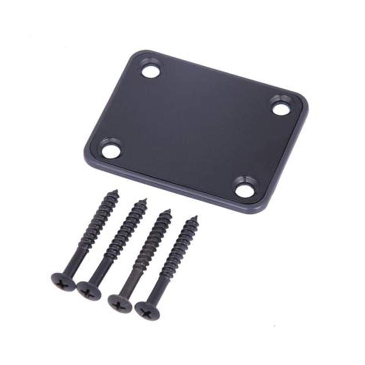 Replacement Electric Guitar Neck Plate with Screws - Compatible with Strat & Tele Guitars - Black - Perfect for Guitar Repair & Maintenance