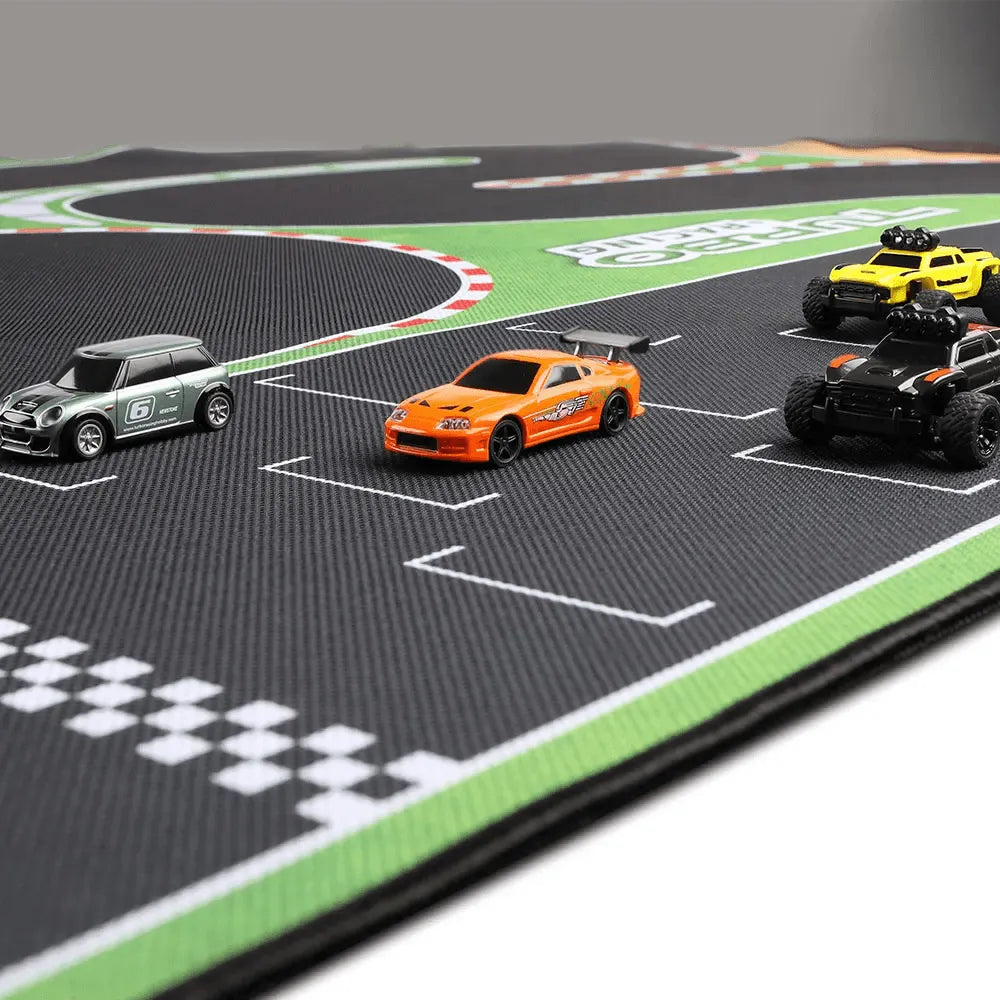 Turbo Racing Portable Rubber Mat 160x90cm - 1:76 Scale RC Mini Car Track for Tabletop Racing | Perfect for Kids' Playroom, Office Desk & Indoor RC Car Competitions