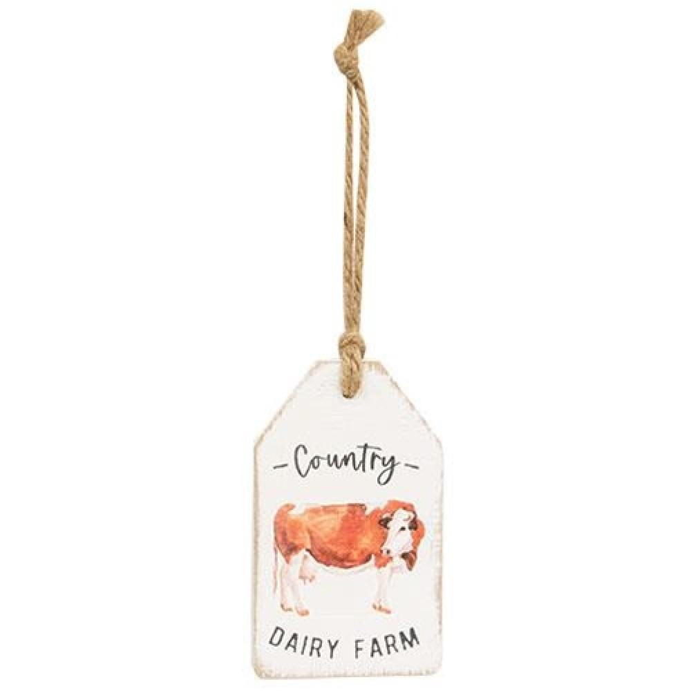 Country Dairy Farm Cow Wood Tag - Rustic Farmhouse Decor for Kitchen, Nursery & Country Themed Weddings