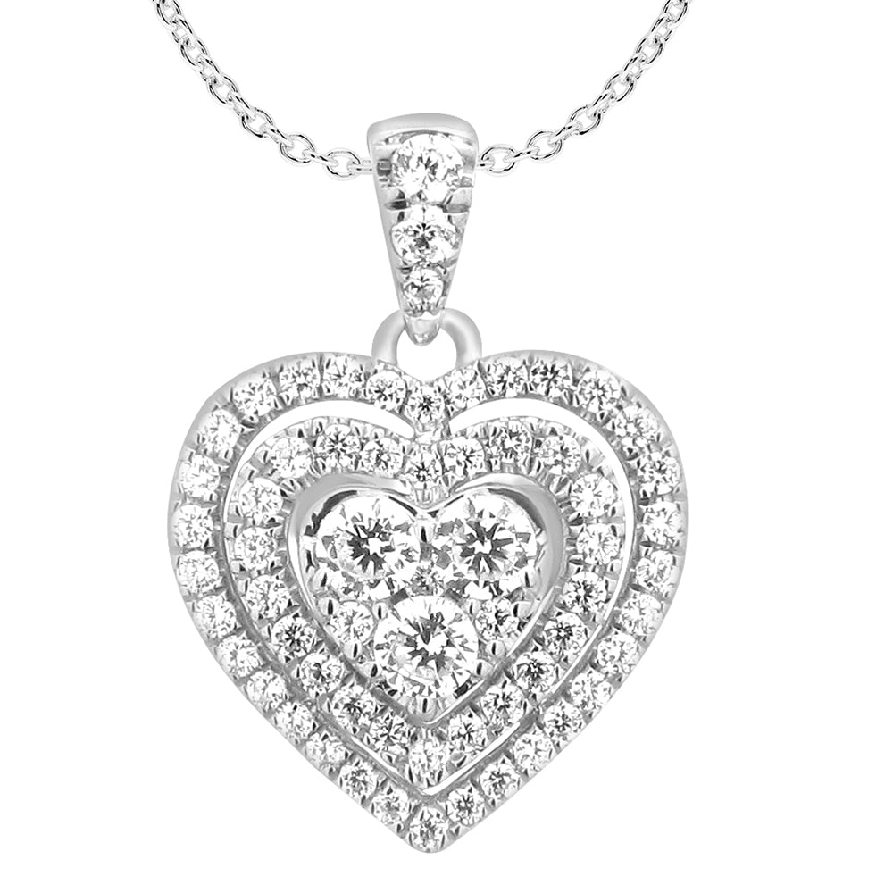 9ct White Gold 1 Carat Diamond Heart Pendant Necklace with 45cm Chain - Elegant Jewelry Gift for Women, Perfect for Valentine's Day, Anniversary & Special Occasions