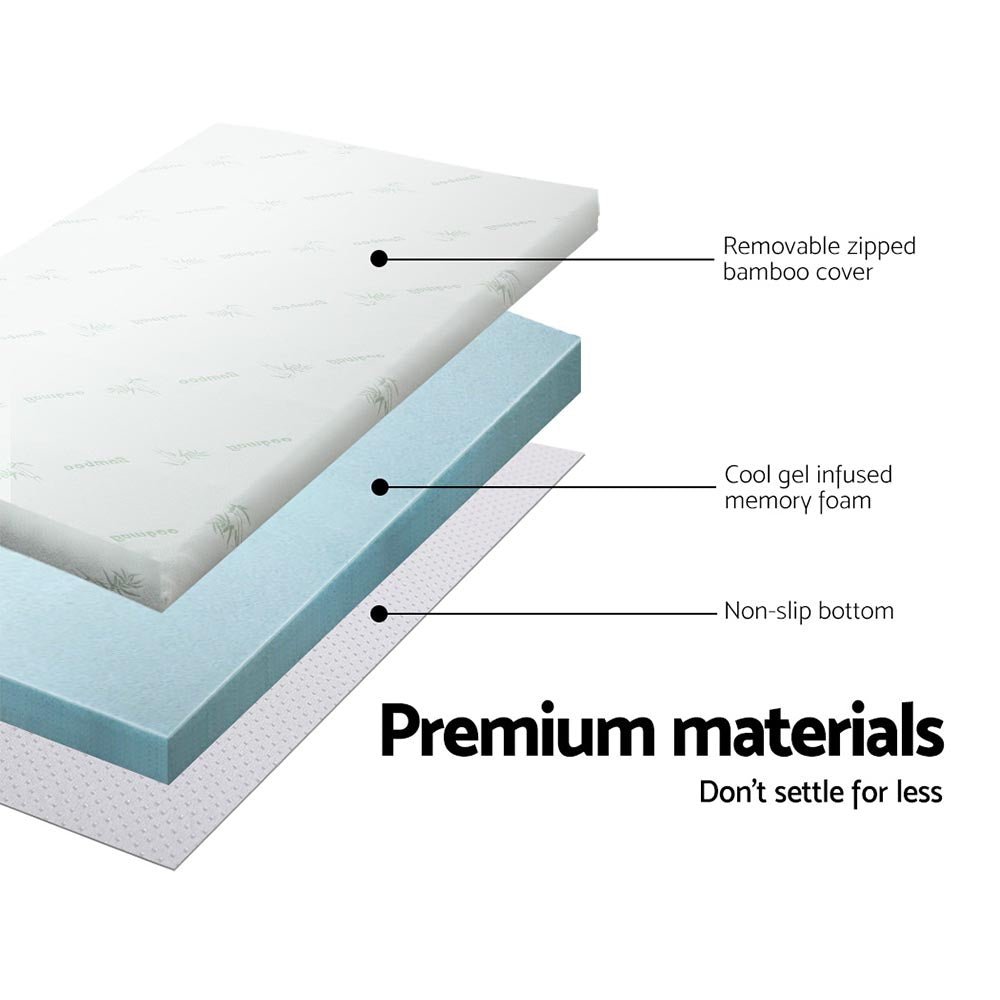 Cool Gel Memory Foam Mattress Topper with Bamboo Cover - 5cm King Size | Pressure Relief & Temperature Regulation for Back Pain & Hot Sleepers | Perfect for Bedroom, Guest Room & Dorm