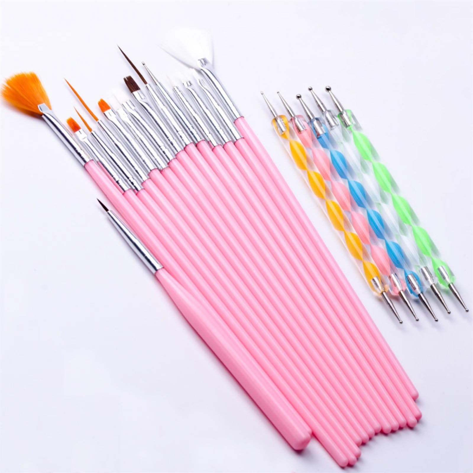 20 PCS Professional Nail Dotting Tools & Nail Art Brushes Set for Gel Polish & Acrylic Nails - Dotting Pens, Liner Brushes, Nail Design Tools - Perfect for Salon, Home Manicure & DIY Nail Art