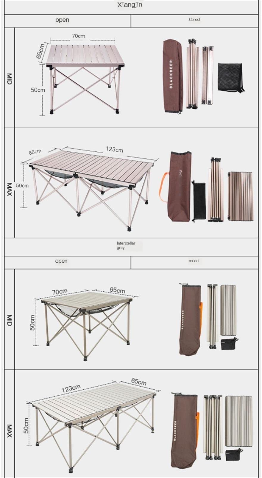 Portable Folding Camping Table - Lightweight Aluminum Alloy Picnic BBQ Table with 2 Chairs (Gold) - Perfect for Outdoor Adventures, Backyard Parties & Beach Trips