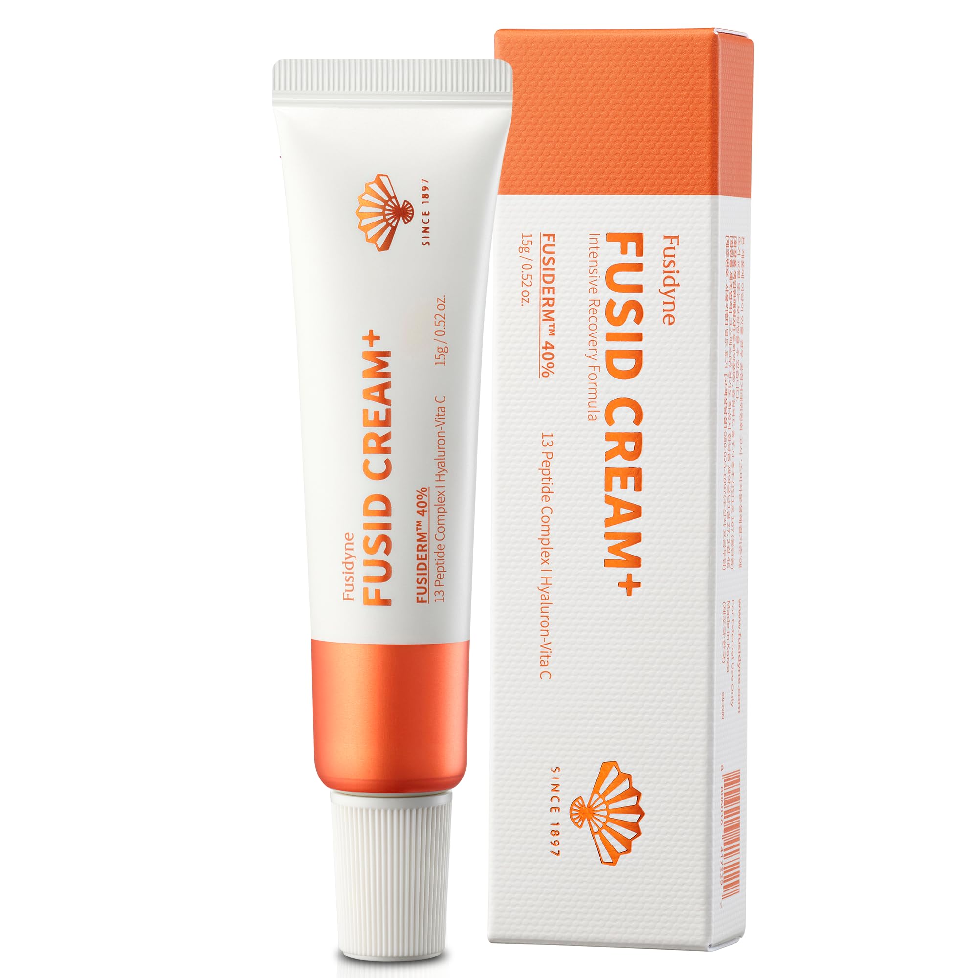 Fusid Cream Plus (0.5oz) - Korean Moisturizing Face Cream with Fusiderm, Peptides & Vitamin C for Daily Hydration & Even Skin Tone | Travel Size Skincare for Dry, Sensitive Skin | Perfect for Day & Night Use, On-the-Go Hydration