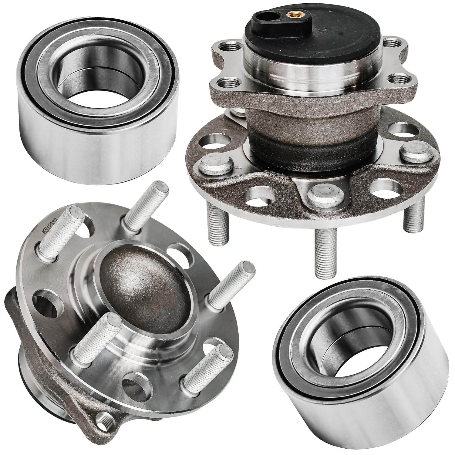 Detroit Axle - 4pc Wheel Bearing & Hub Assembly Kit - Compatible with 2007-2012 Dodge Caliber, 2007-2017 Jeep Compass & Patriot - Front & Rear Wheel Bearing Replacement - Perfect for Off-Roading, Daily Commuting & Vehicle Maintenance
