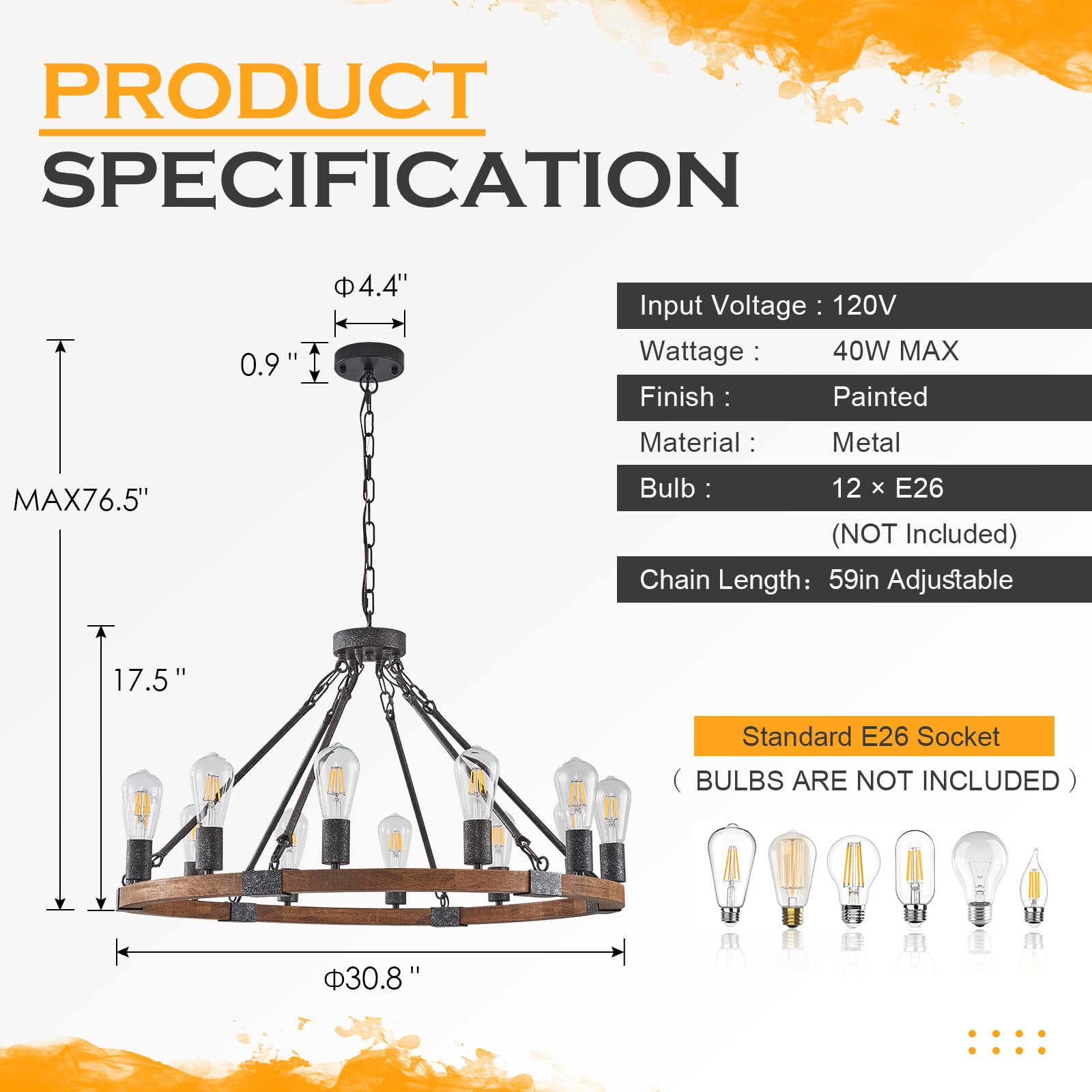 Farmhouse Wagon Wheel Chandelier 31