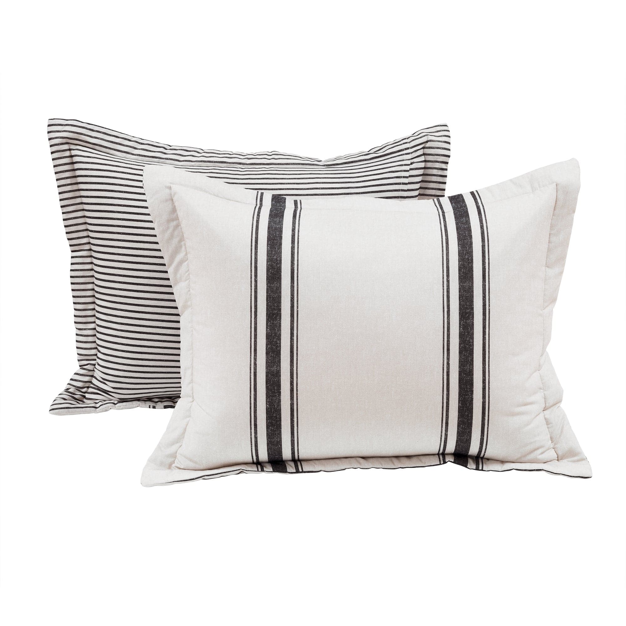 Farmhouse Stripe Reversible Comforter Set - Queen Size, Soft Breathable Cotton Bedding - Perfect for Cozy Bedroom Decor & Guest Room Styling