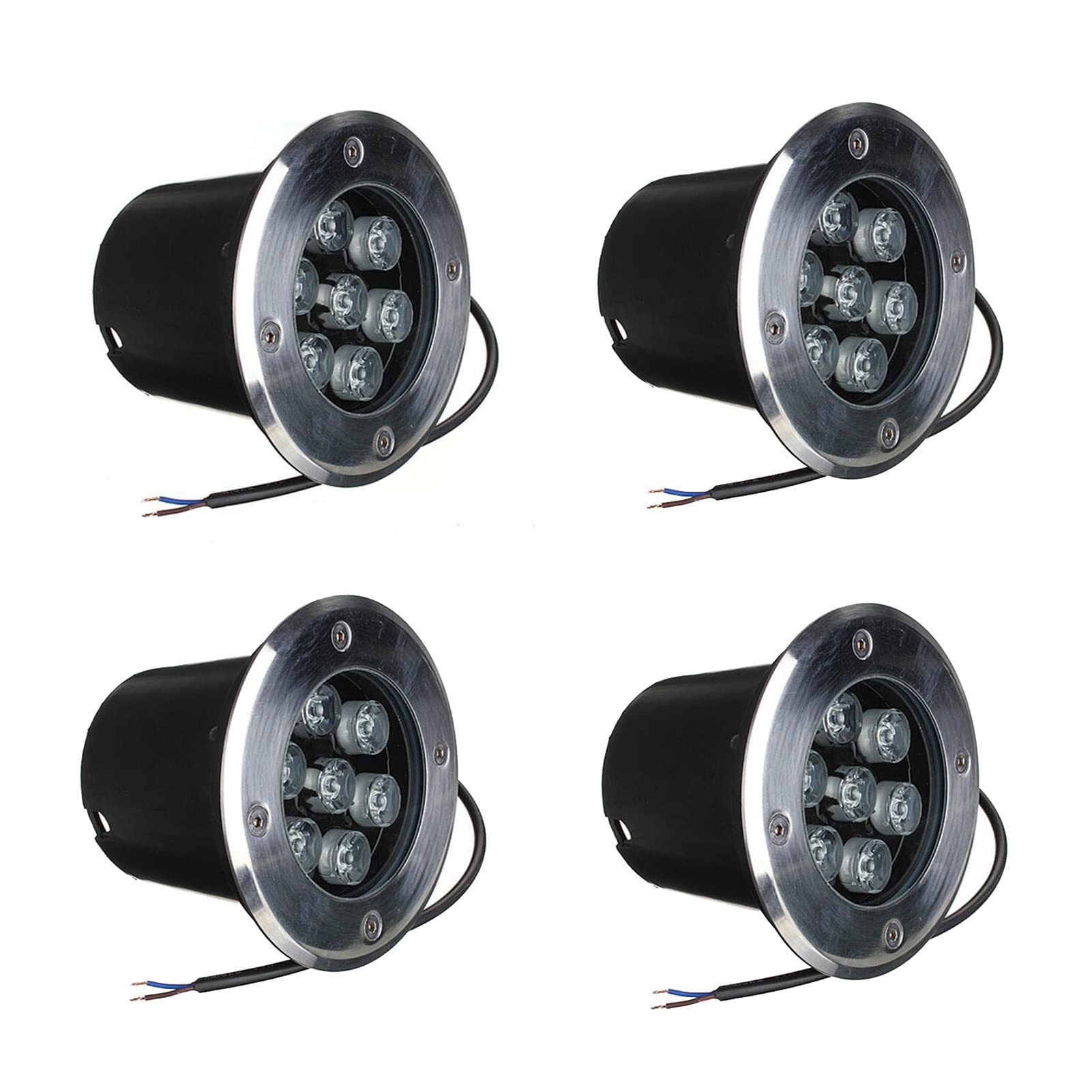 4 Pack LED Underground Landscape Lights - IP65 Waterproof Round Buried Lights for Pathway, Patio, Bridge & Garden Lighting - Warm White (DC24V, 7W) - Perfect for Outdoor Walkways, Driveways & Yard Decor