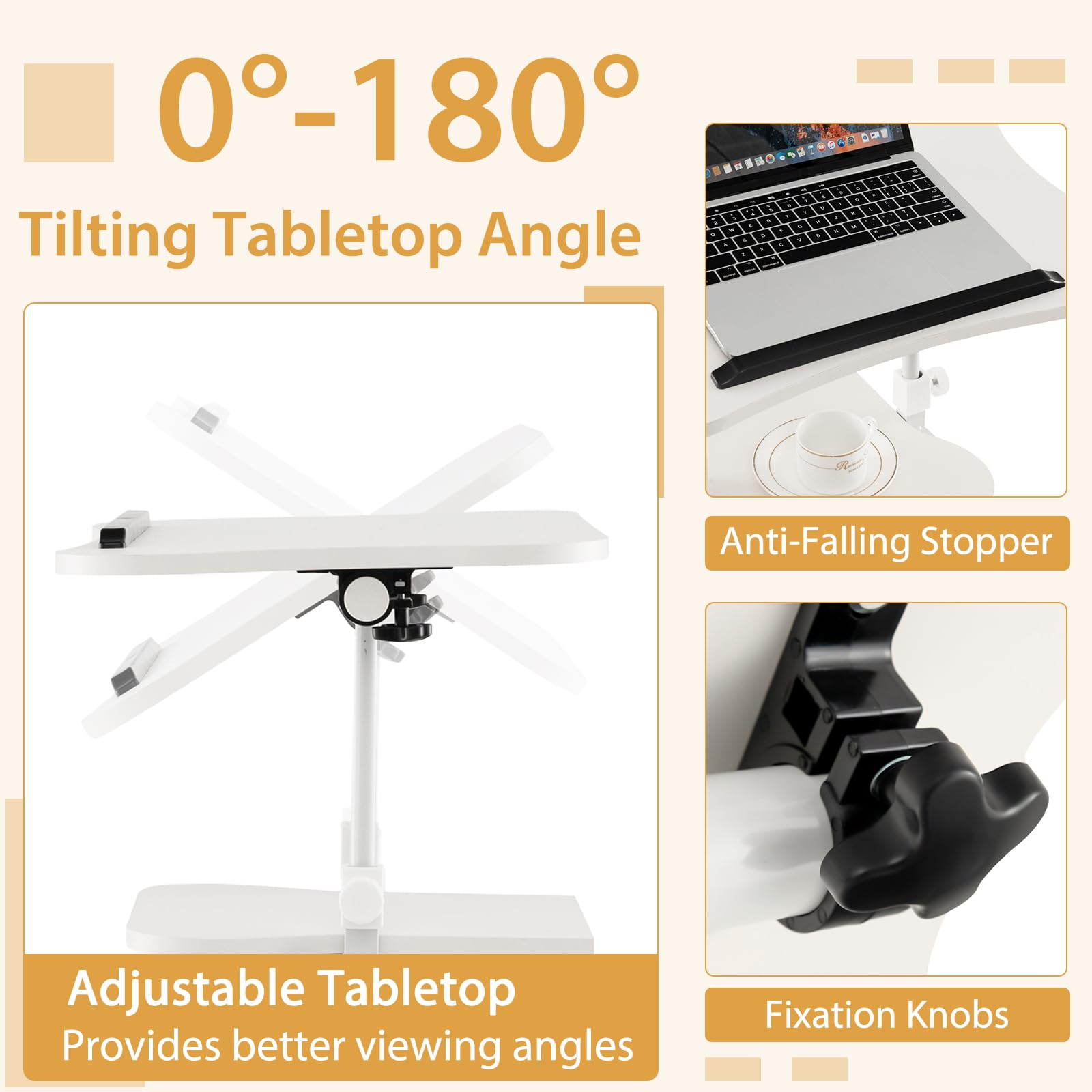 Tangkula Adjustable Mobile Lectern Podium Stand - Rolling Laptop Desk Cart with Swivel Top, Wheels & Storage - Perfect for Home Office, Classroom, Church & Conference Presentations
