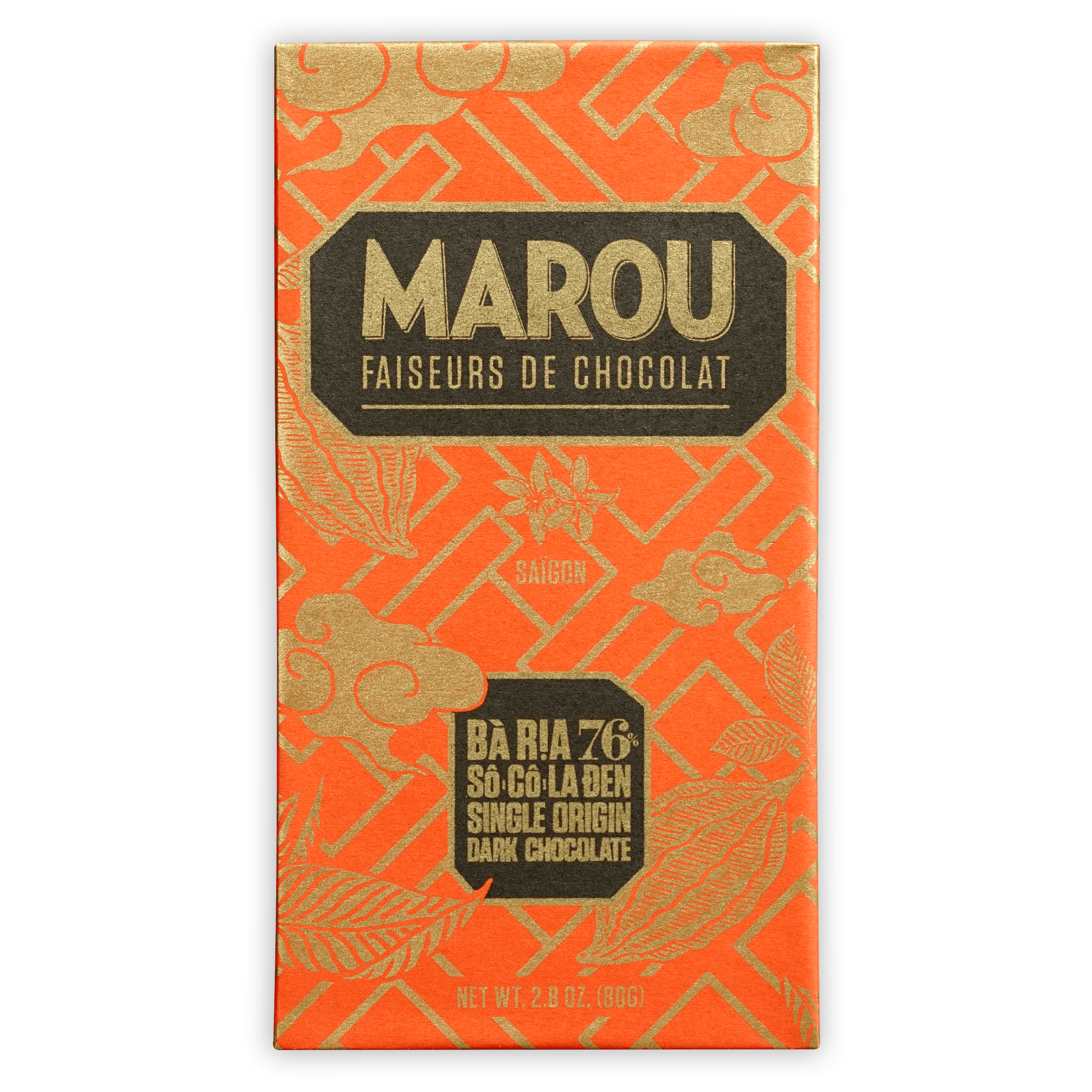 Premium Marou Ba Ria 76% Dark Chocolate Bar - Single Origin Vietnamese Cocoa - Perfect for Gifting, Baking & Gourmet Desserts