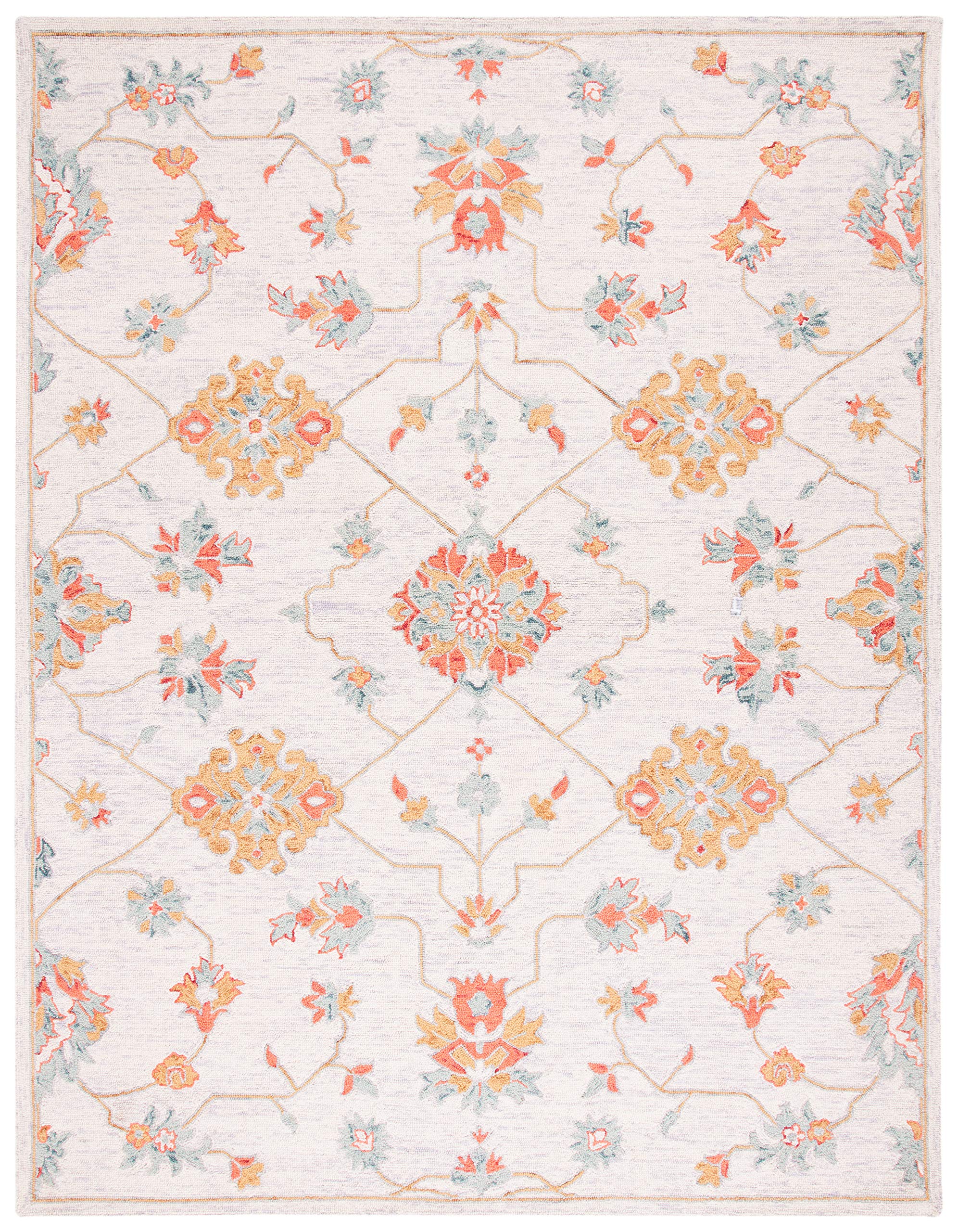 SAFAVIEH Micro-Loop Collection 8' x 10' Handmade Wool Area Rug in Silver & Red - Non-Slip, Durable for High Traffic Areas - Perfect for Living Room, Bedroom & Office Decor (MLP534G)