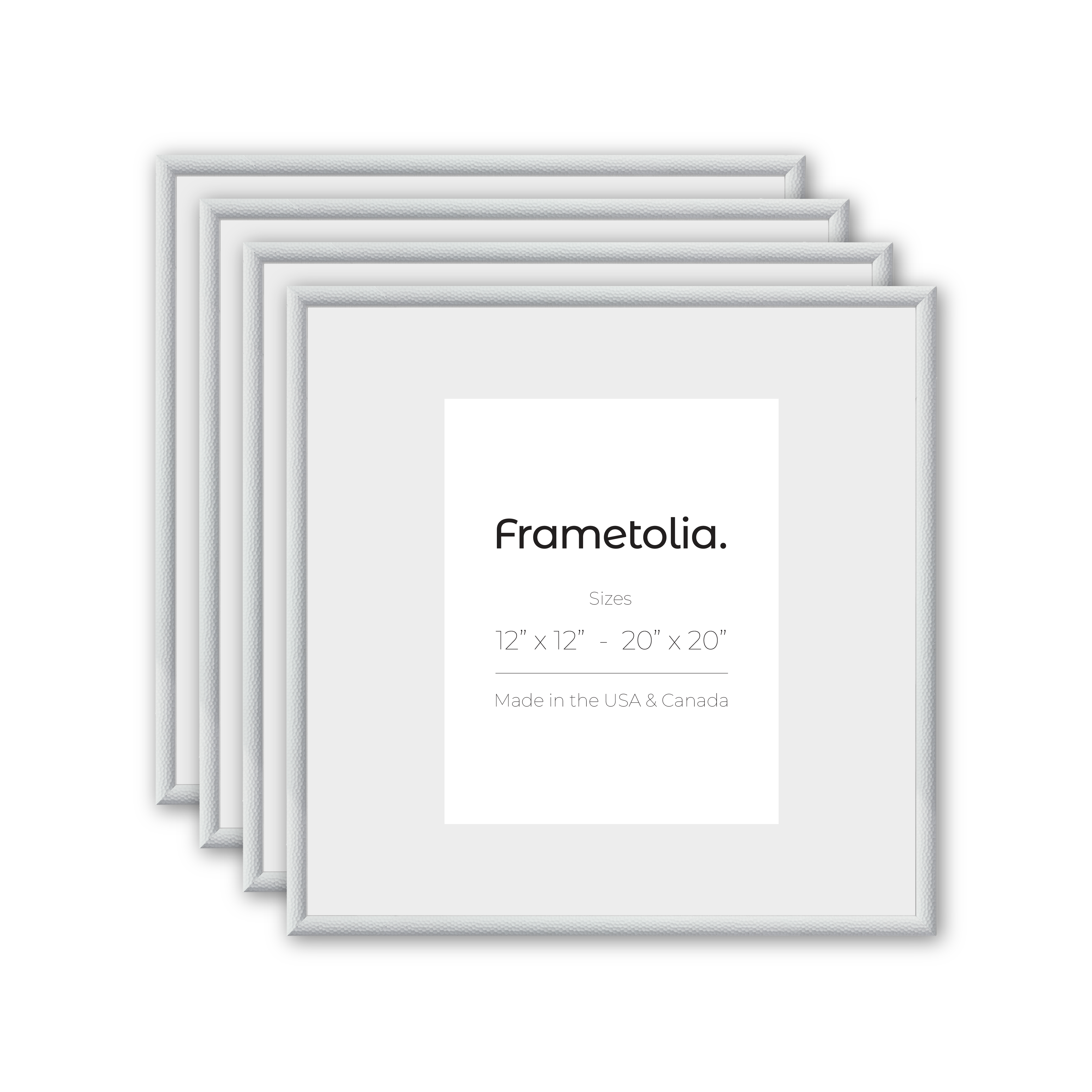 Hammered White Medium Width Wall Frame Set of 4 - Rustic Home Decor for Living Room, Bedroom & Office - Perfect for Displaying Photos, Artwork & Memories