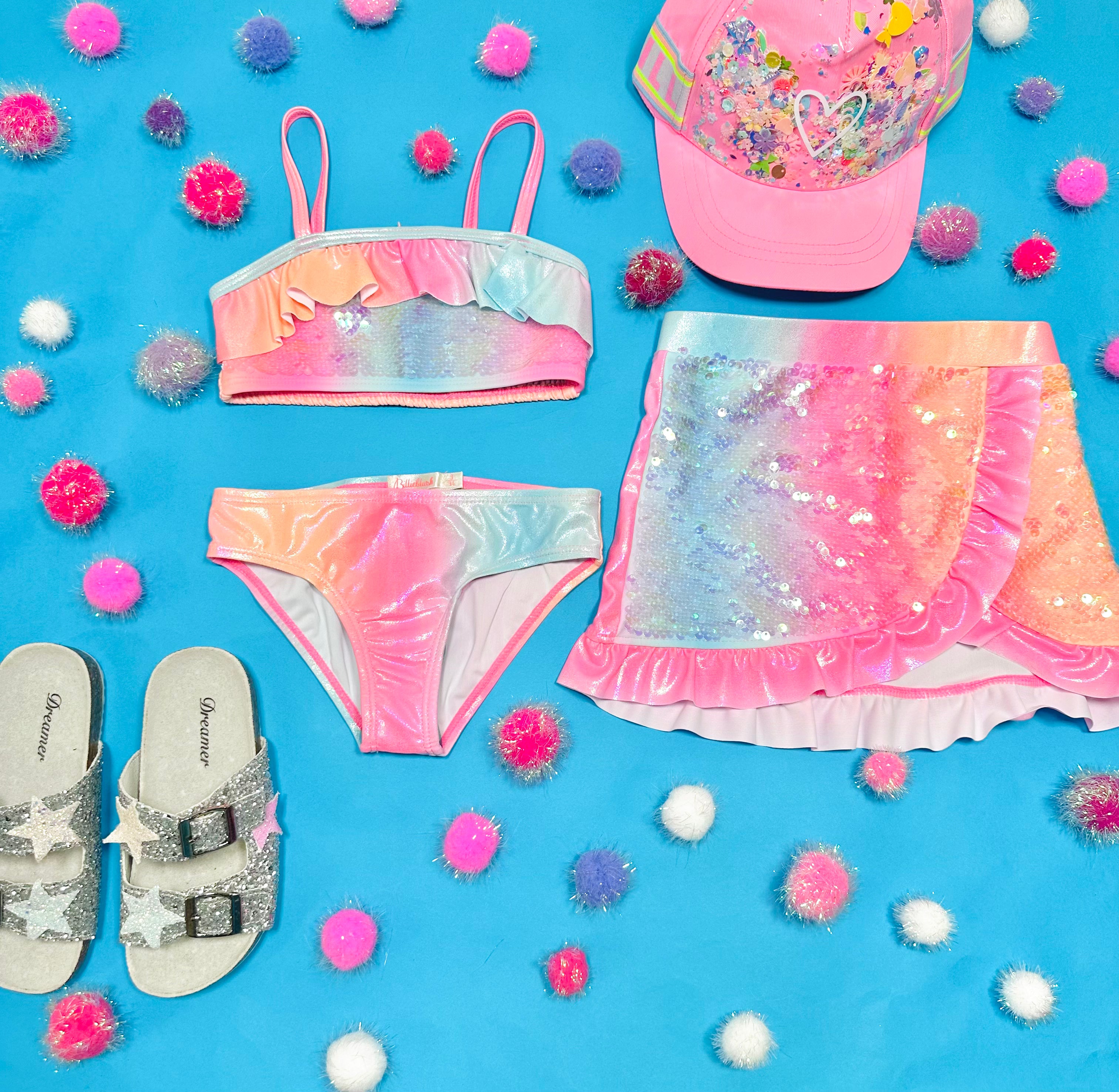 Gradient Sequin Two Piece Bikini Set - Shimmering Swimwear for Women, Beach & Pool Party, Summer Vacation