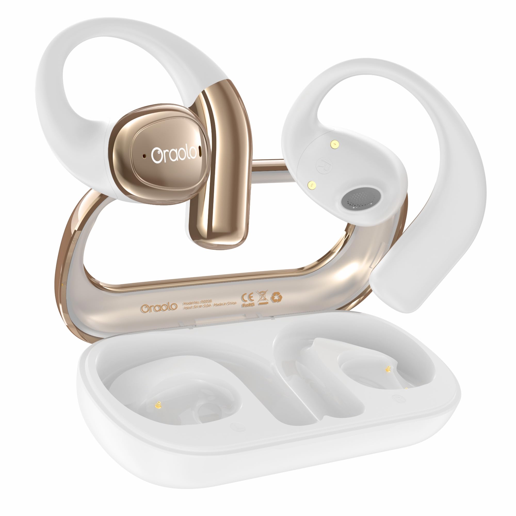 Oraolo Open Ear Bluetooth Headphones 5.4 Wireless Earbuds - 16.2mm Large Driver, AI Noise Canceling, 32H Playtime, IPX5 Waterproof - Perfect for Running, Cycling, Gym Workouts & Outdoor Activities