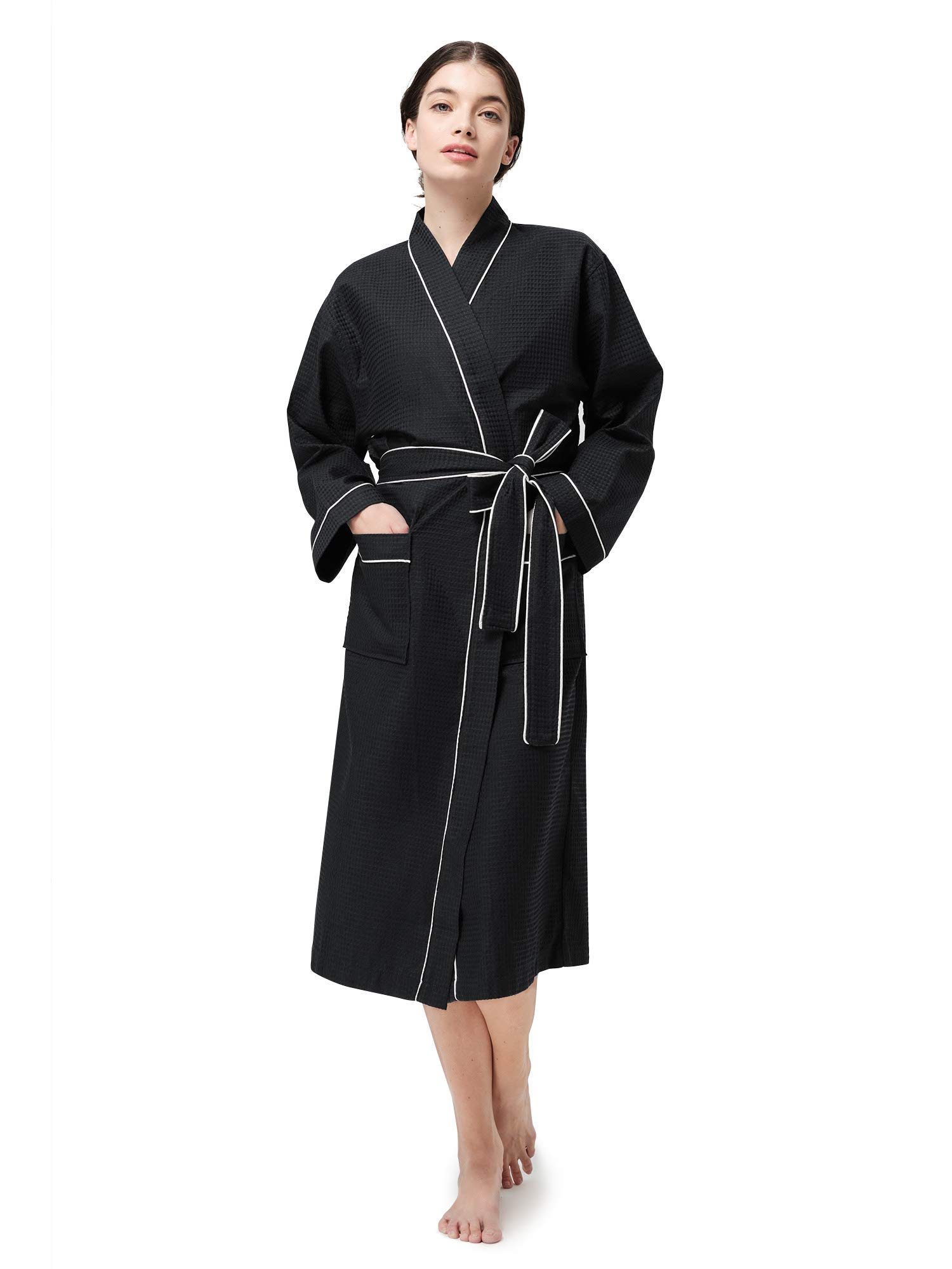 SIORO Women's Lightweight Cotton Waffle Kimono Bathrobe - Soft Long Spa Robe for Women (S-XL) | Perfect for Home Relaxation, Lounging & After Shower Comfort