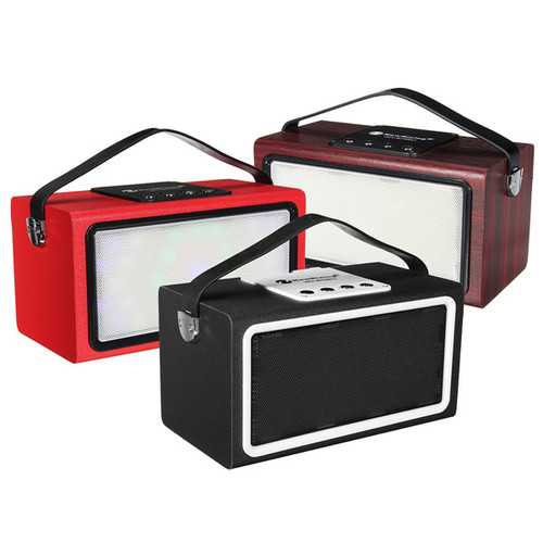 Vintage Bluetooth Speaker with FM Radio, LED Light, AUX/USB/TF Support - Perfect for Home, Office, and Outdoor Use