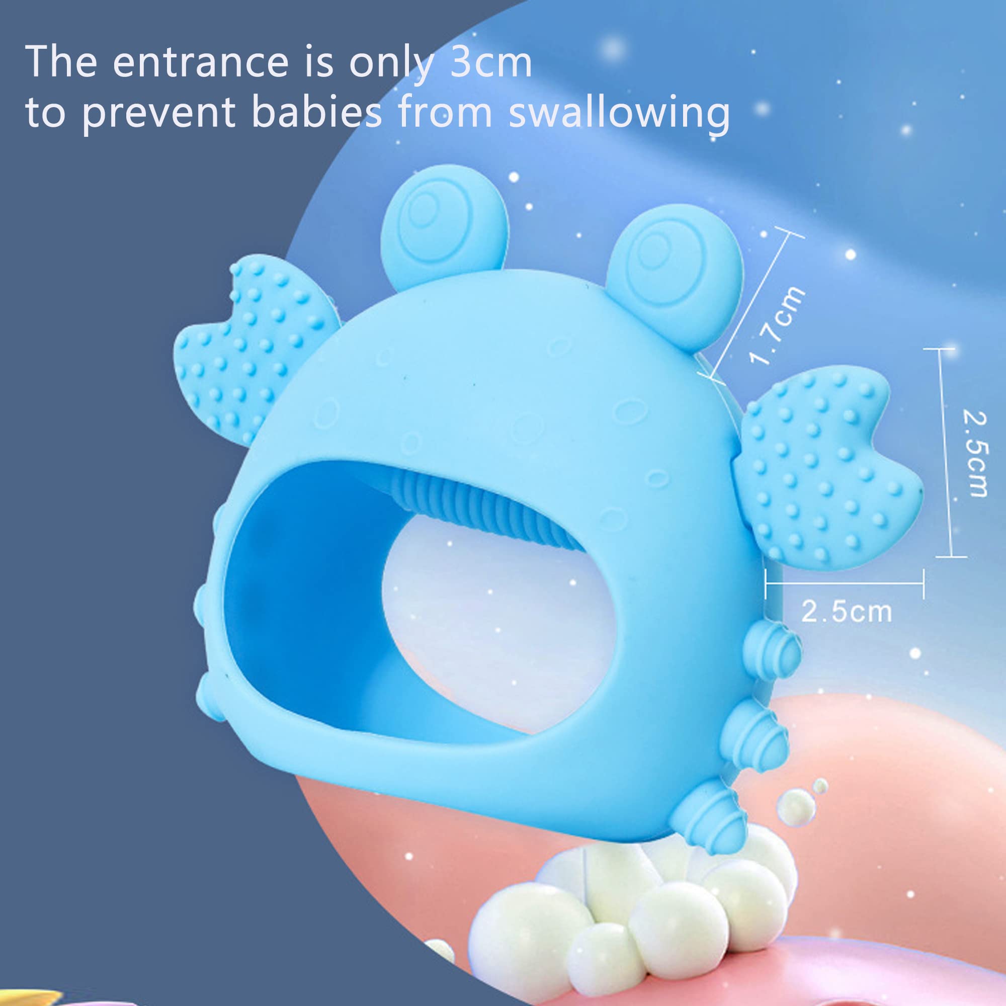 Never Drop Silicone Baby Teething Toys - Soothing Teether Mittens for Infants, Pain Relief Chew Toys for Sucking Needs (Crab Blue) | Perfect for On-the-Go Comfort & Daycare Use