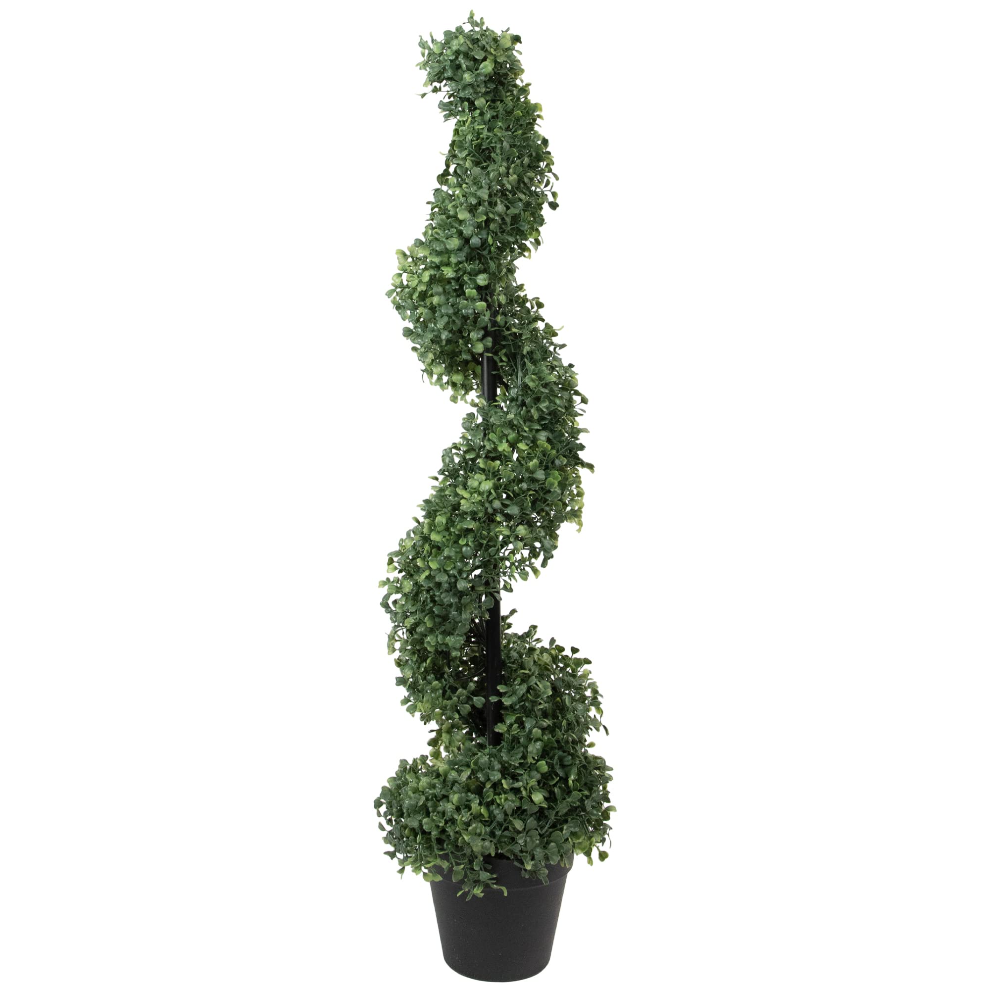 Northlight 3' Artificial Two-Tone Boxwood Spiral Topiary Tree in Round Pot - Green Faux Plant for Indoor/Outdoor Decor - Perfect for Patio, Garden, Entryway & Office Decor