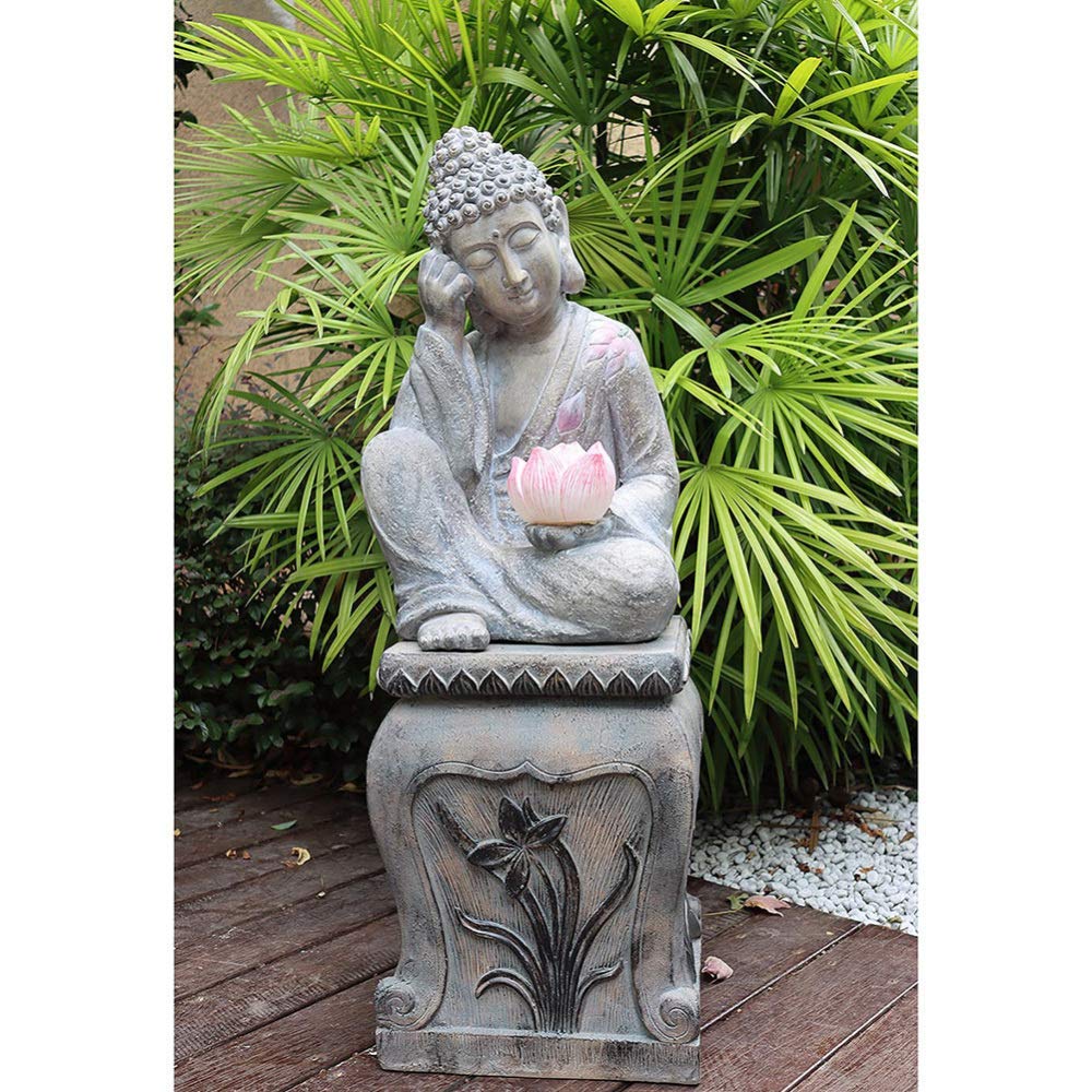 Solar Powered Meditating Buddha Statue - Outdoor Garden Decor with Solar Light for Patio, Yard & Zen Meditation Spaces