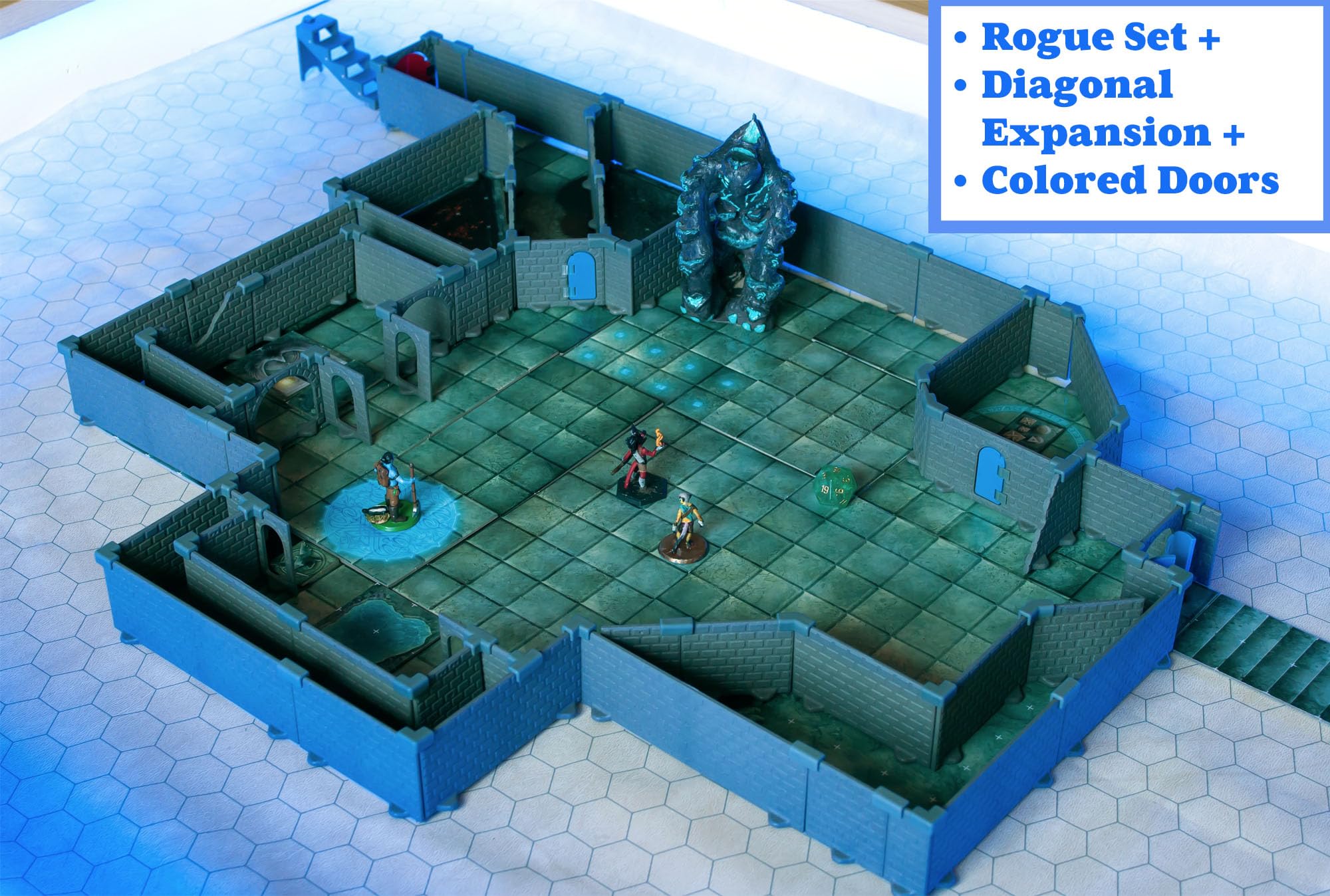 Dungeon Terrain Set for Tabletop RPGs - 100+ Mini Castle Cavern Tiles (4sqft, 16 Rooms) for DND, Dungeons & Dragons, Pathfinder & War Gaming | Perfect for Fantasy Battle Maps & RPG Campaigns