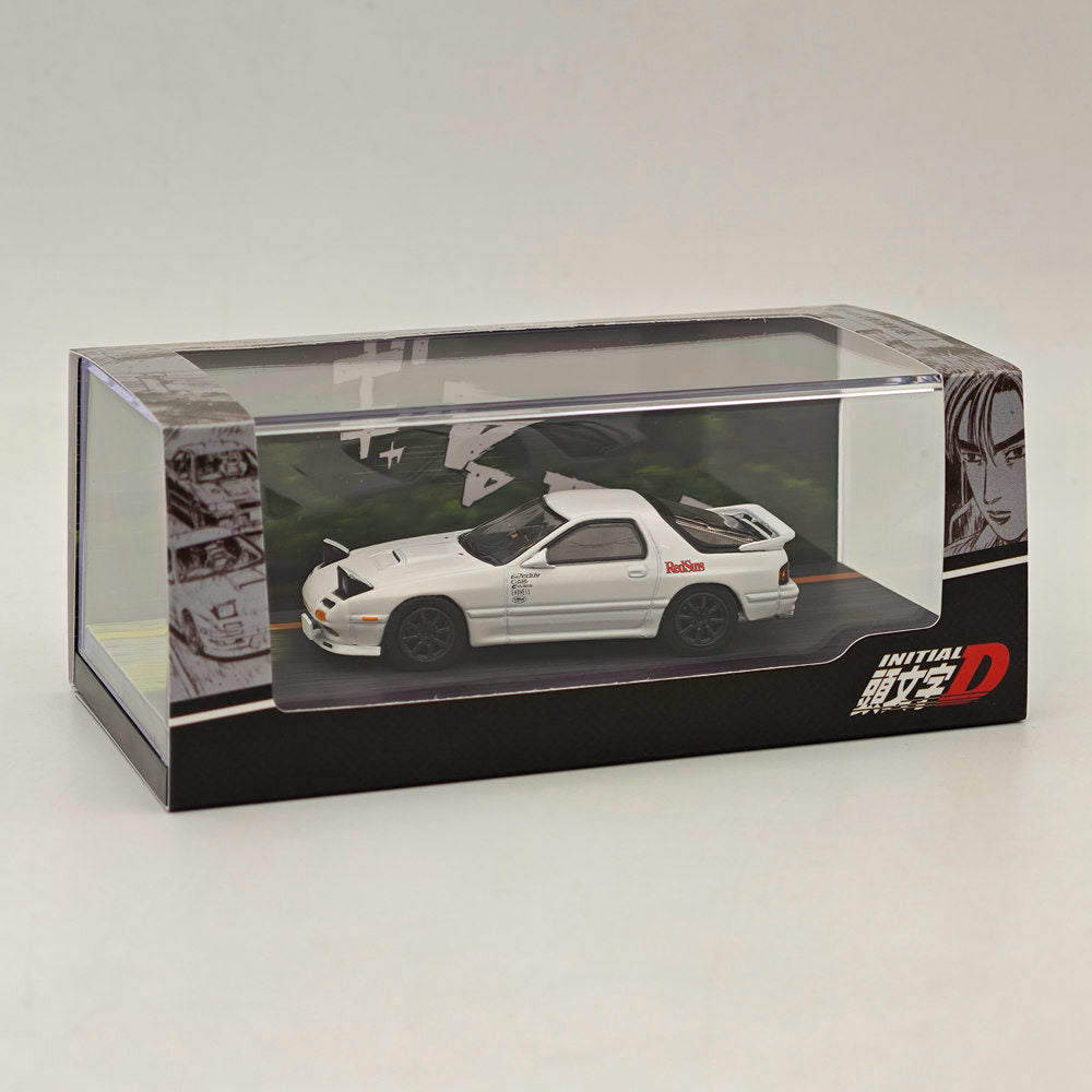 1/64 Scale Mazda RX-7 FC3S RedSuns Initial D Diecast Model Car with Open Headlights - HJ643043D Collectible for Anime Fans & Car Enthusiasts - Perfect for Display, Gifts, and Anime-Themed Collections