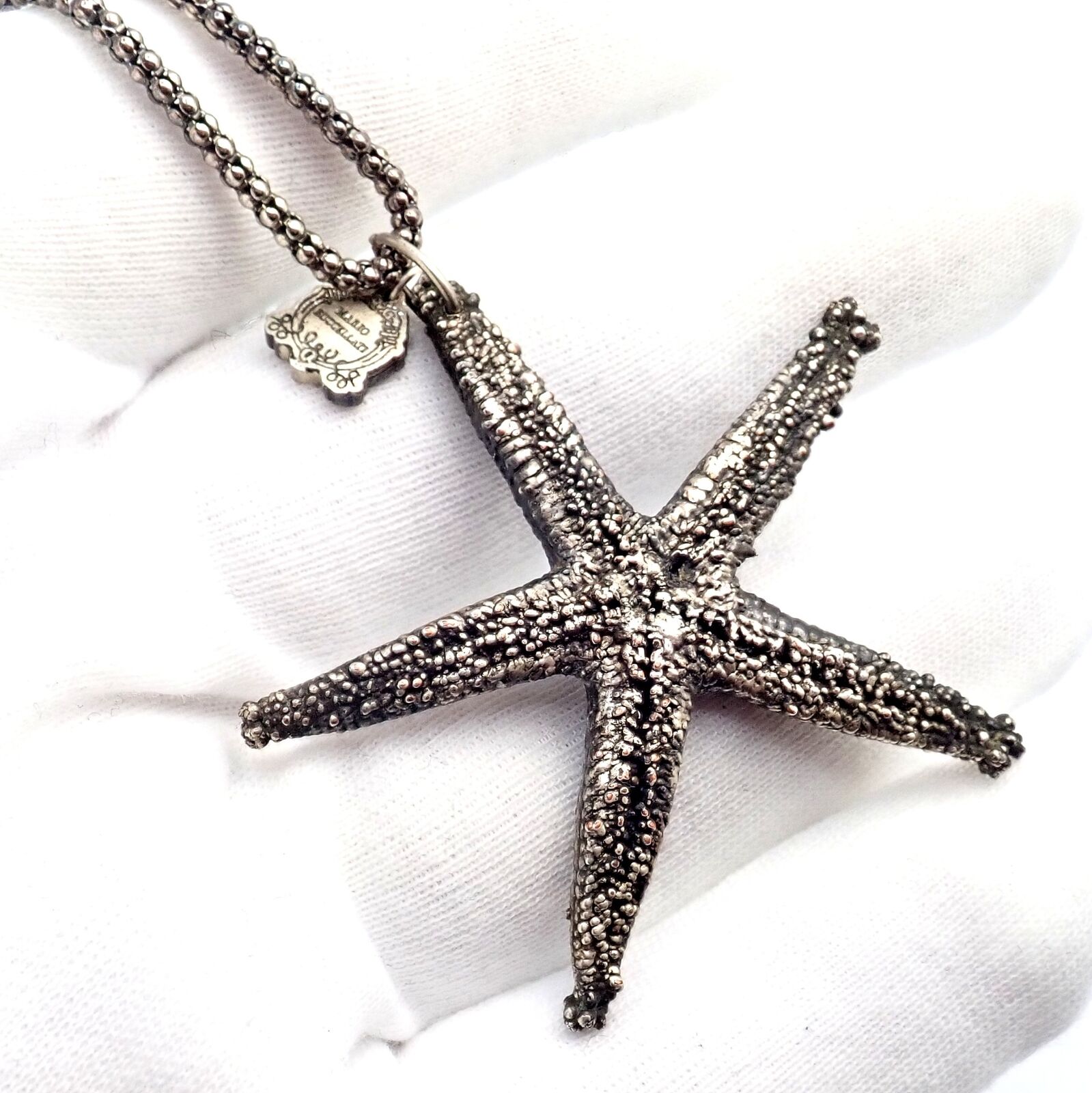Vintage Mario Buccellati Sterling Silver Large Starfish Statement Necklace - Rare Collectible Jewelry for Women, Perfect for Beach Weddings & Summer Fashion