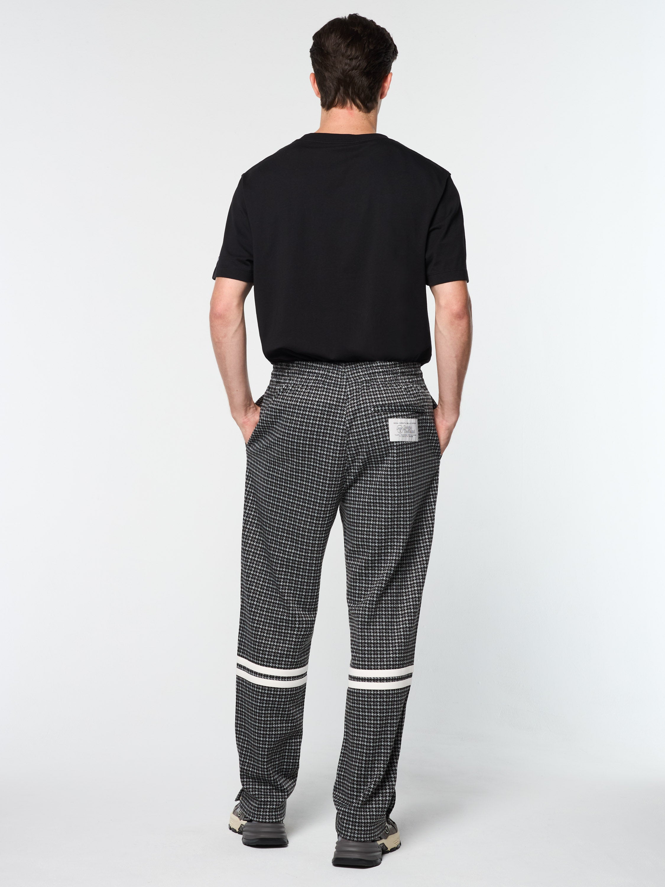 Dallas Houndstooth Checkered Pattern Track Pants for Women - Black Beauty | Comfortable Joggers for Casual Wear, Lounge & Workout