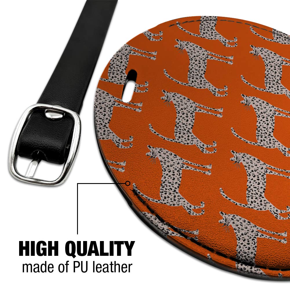 Cheeky Cheetahs Round Leather Luggage Tag - Durable Suitcase ID Tag for Carry-On Bags - Perfect for Travel Identification & Baggage Tracking
