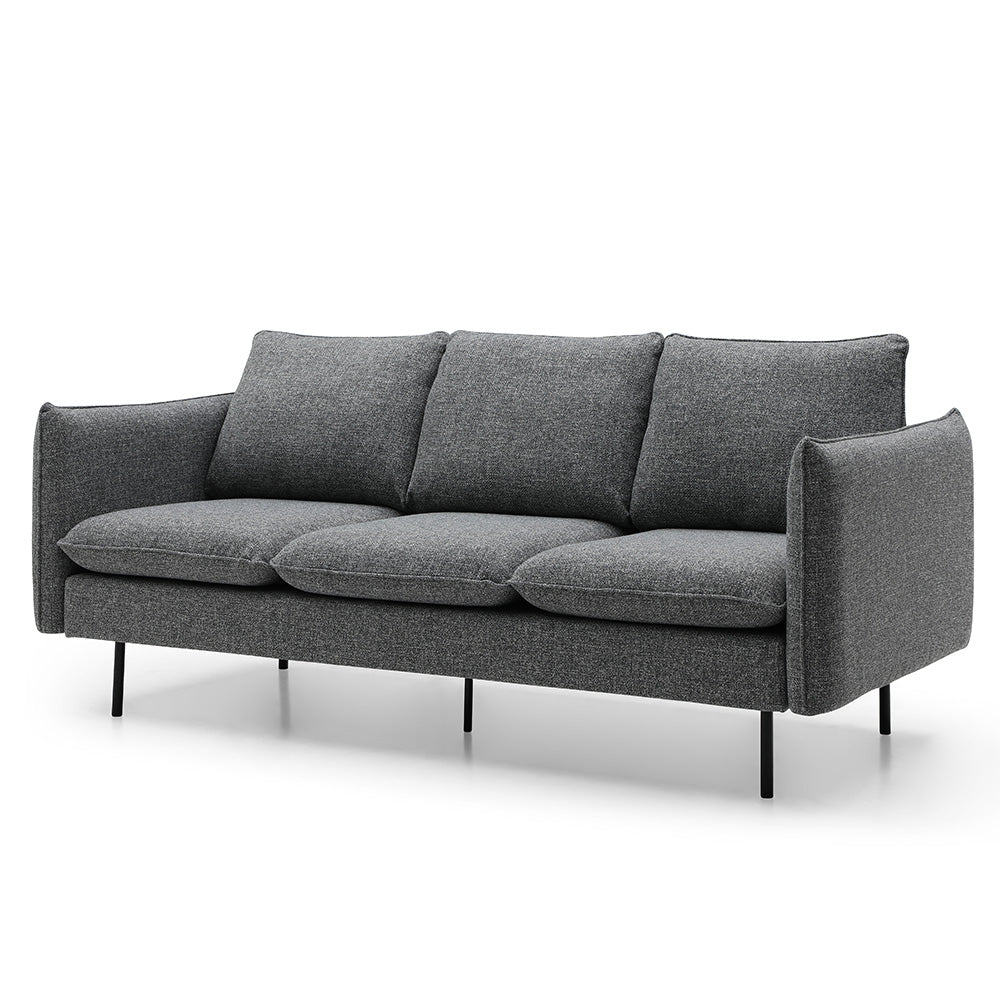 DALTON 3-Seater Sofa in Dark Grey & Black - Modern Living Room Furniture for Small Spaces & Apartments