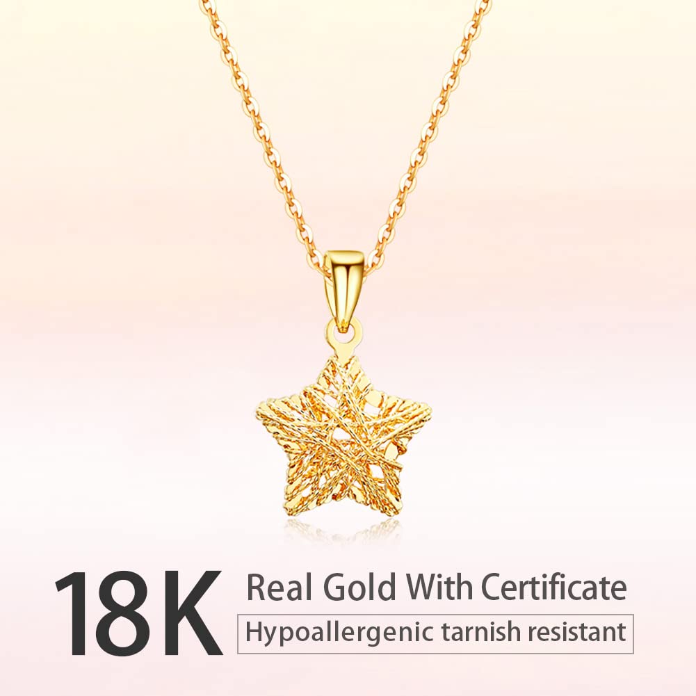 18K Solid Gold Necklace for Women - Real Gold Dainty Pendant Gift for Her, Wife, Mom - Certified Pure Gold Jewelry for Birthday, Wedding, Prom - 16 to 18 Inch - Perfect for Everyday Wear & Special Occasions