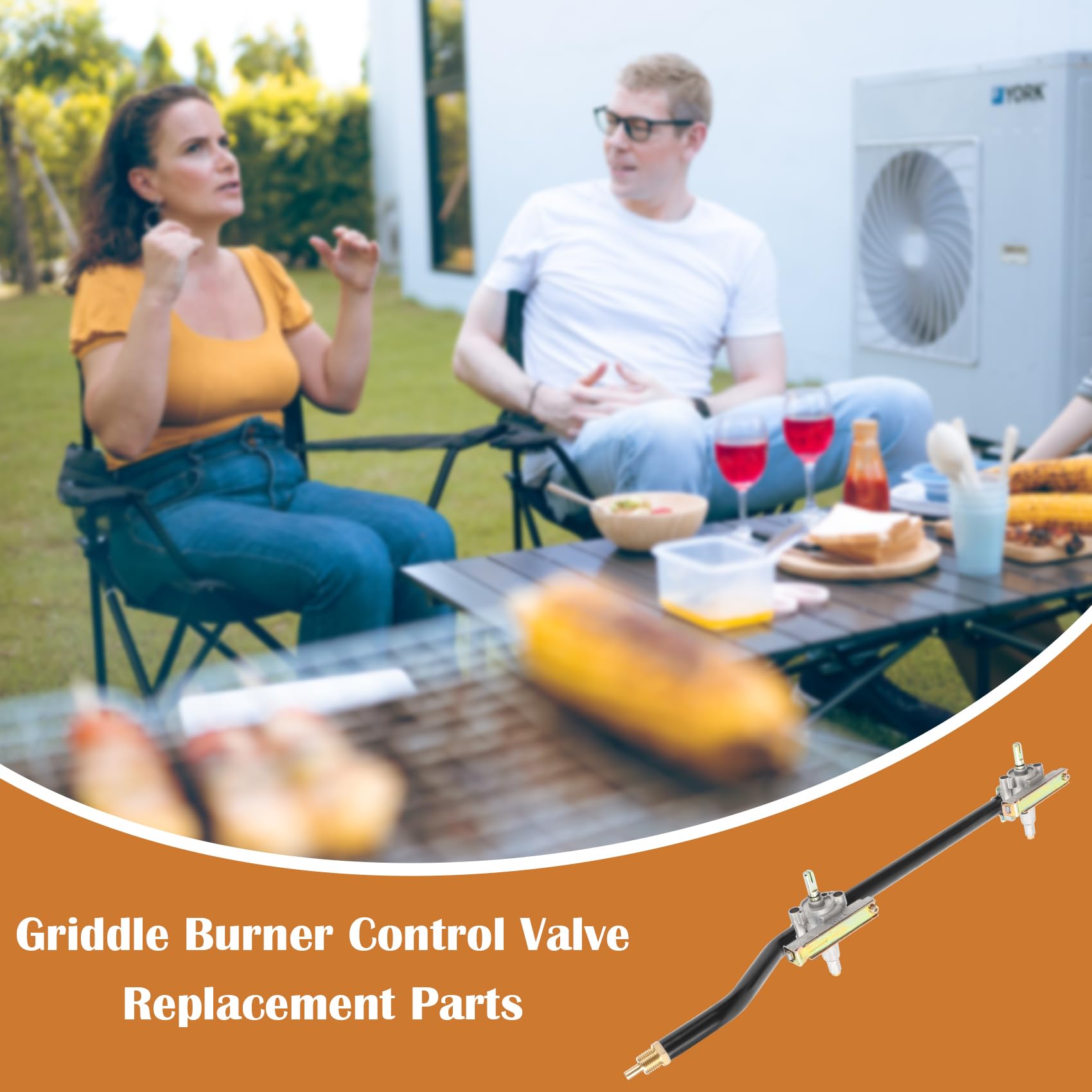 Blackstone 22-Inch Tabletop Grill Griddle Replacement Burner Control Valve with Gas Rail - Compatible with Models 1666, 1813, 1842 - Perfect for Outdoor Cooking, Camping & Backyard BBQs