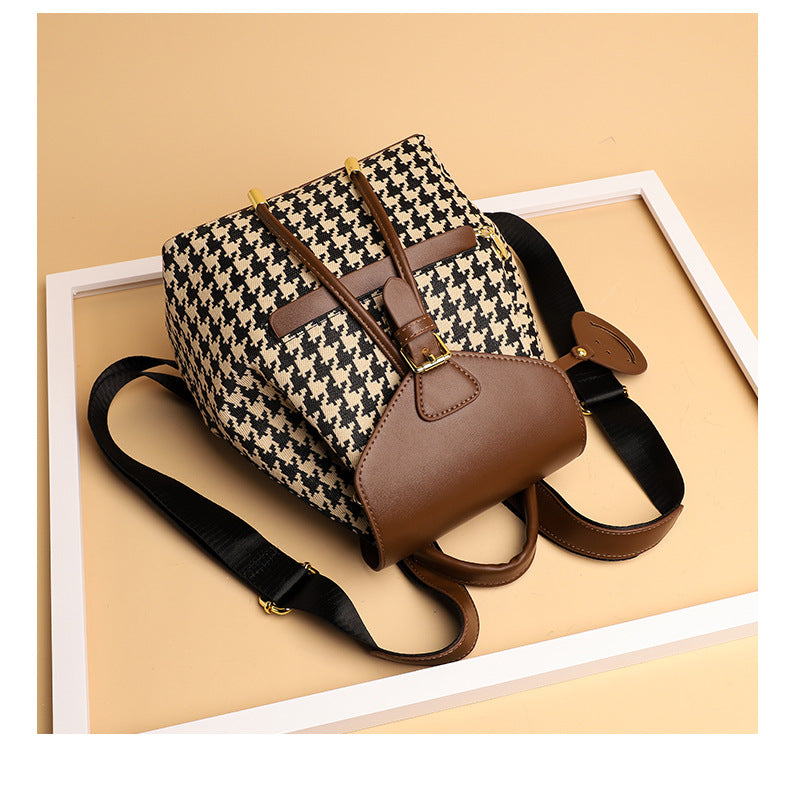 Stylish Houndstooth Print Backpack for Women - Large Capacity Travel Bag with Multiple Pockets | Perfect for Work, School & Weekend Getaways