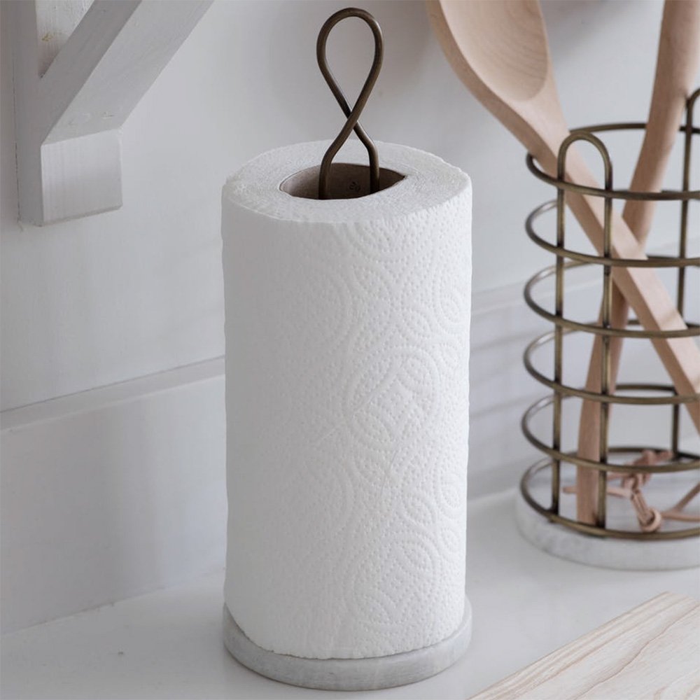 Premium Brompton Kitchen Roll Holder with Elegant Marble Base - Perfect for Modern Kitchens & Bathrooms | Space-Saving Paper Towel Dispenser for Countertops & Cabinets